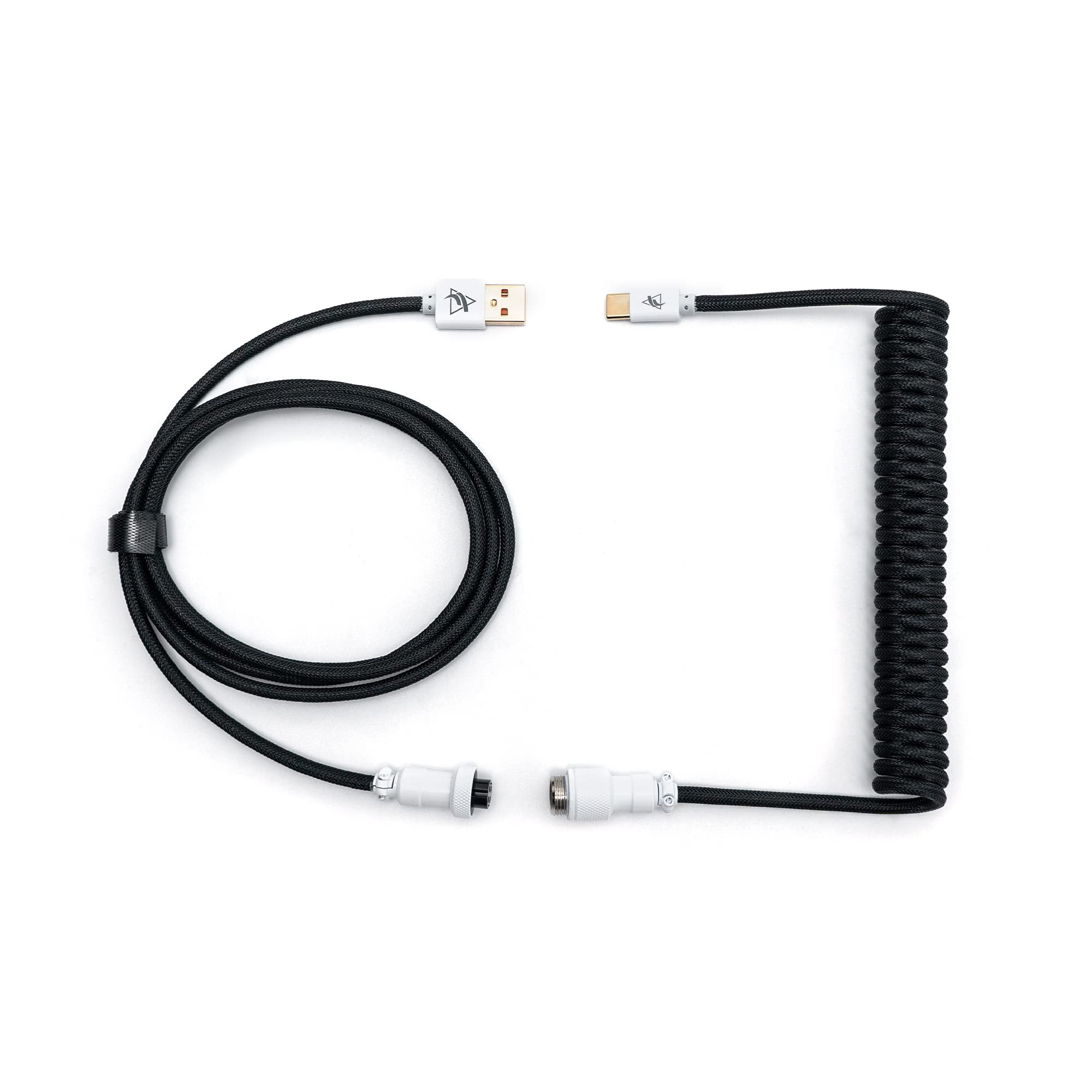 Formulamod Coiled Usb C Keyboard Cable For Mechanical Keyboard, Coiled Usb Aviator Cable For Keyboard, Pro Double Sleeved Cable