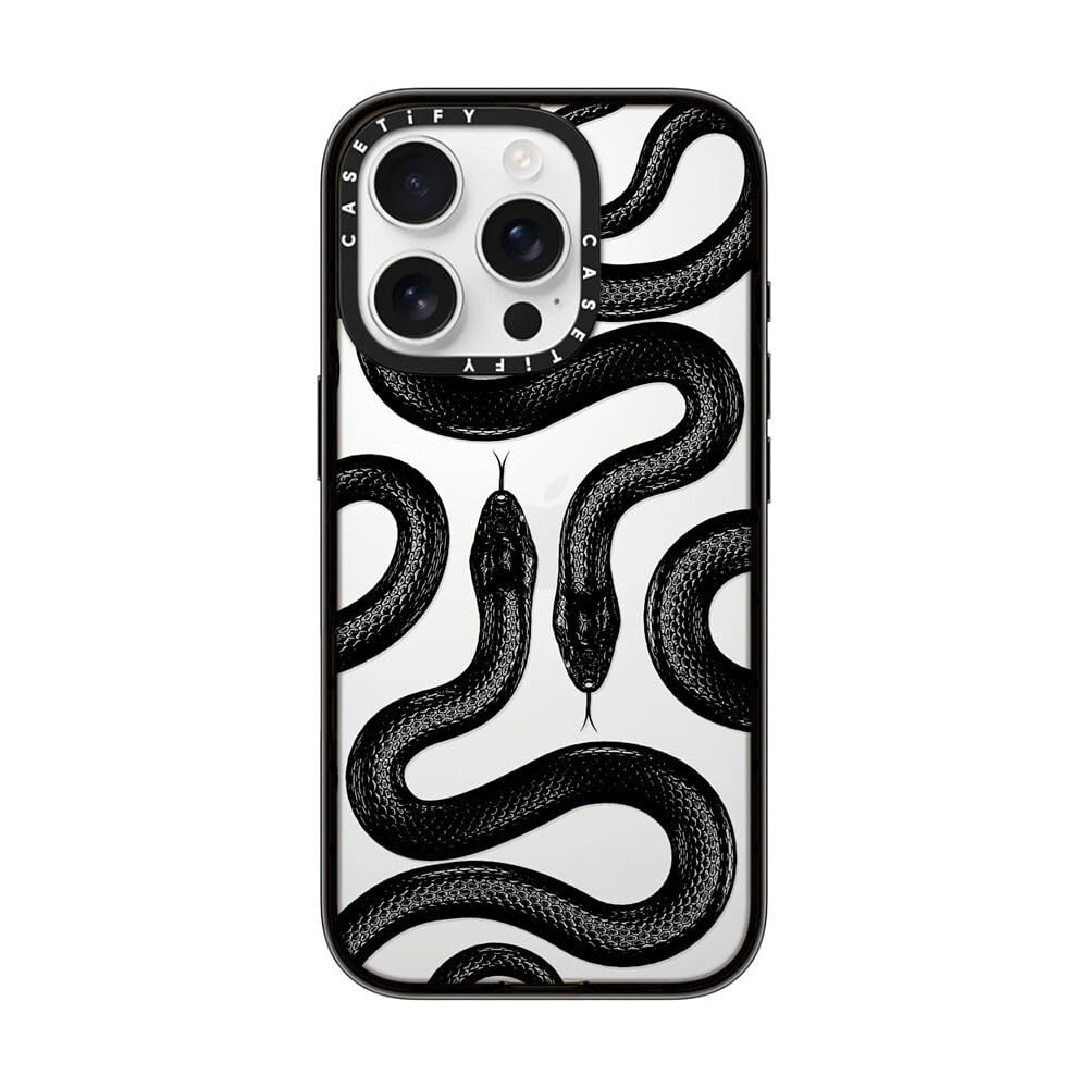Casetify Compact Case For Iphone 16 Pro [Lightweight / 4 Ft. 2X Military Grade Drop Protection/Slim]   Black Kingsnake   Clear B