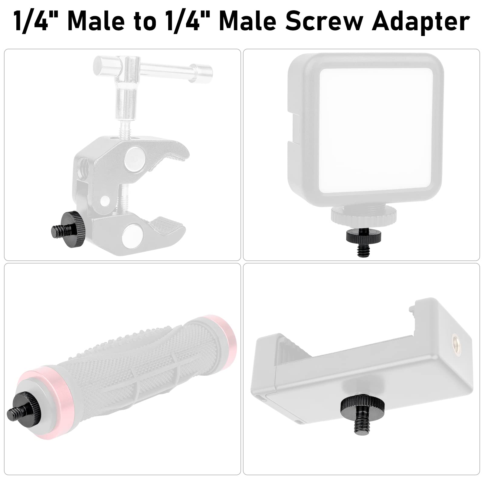 1/4'' Male To 1/4'' Male Threaded Tripod Screw Adapter Double Head Stud Standard Mounting Thread Converter For Camera Cage Mount