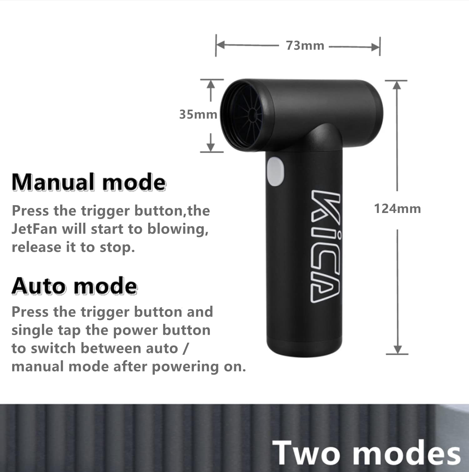 Kica Jetfan 1.0 Electric Air Duster Cordless Portable Cleaning Tool For Computer/Housework/Bbq/Outdoor/Camping/Barberstore/Car,A