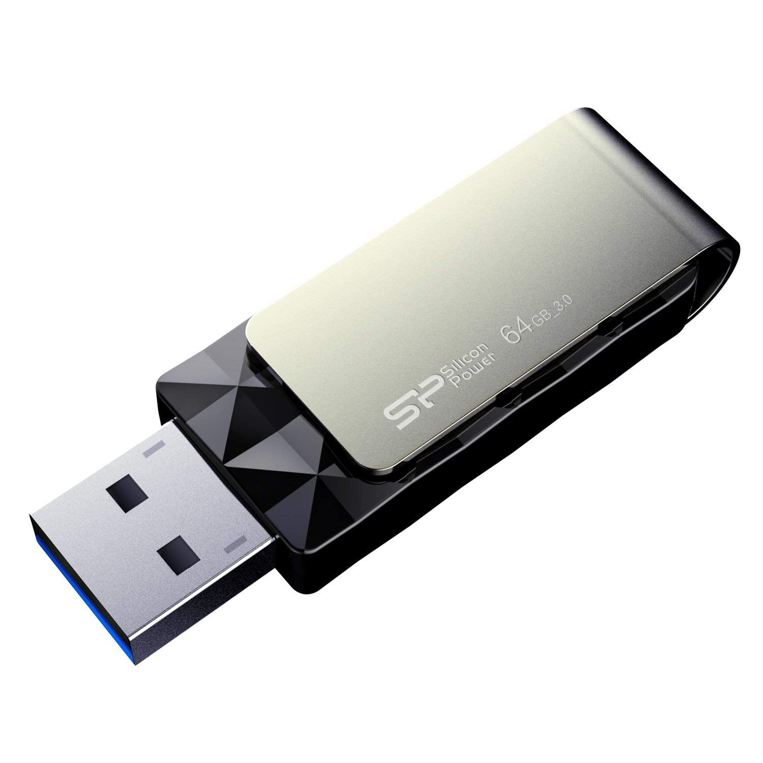 Silicon Power 64Gb Blaze B30 Usb 3.0 Swivel Flash Drive, Black (Sp064Gbuf3B30V1K)