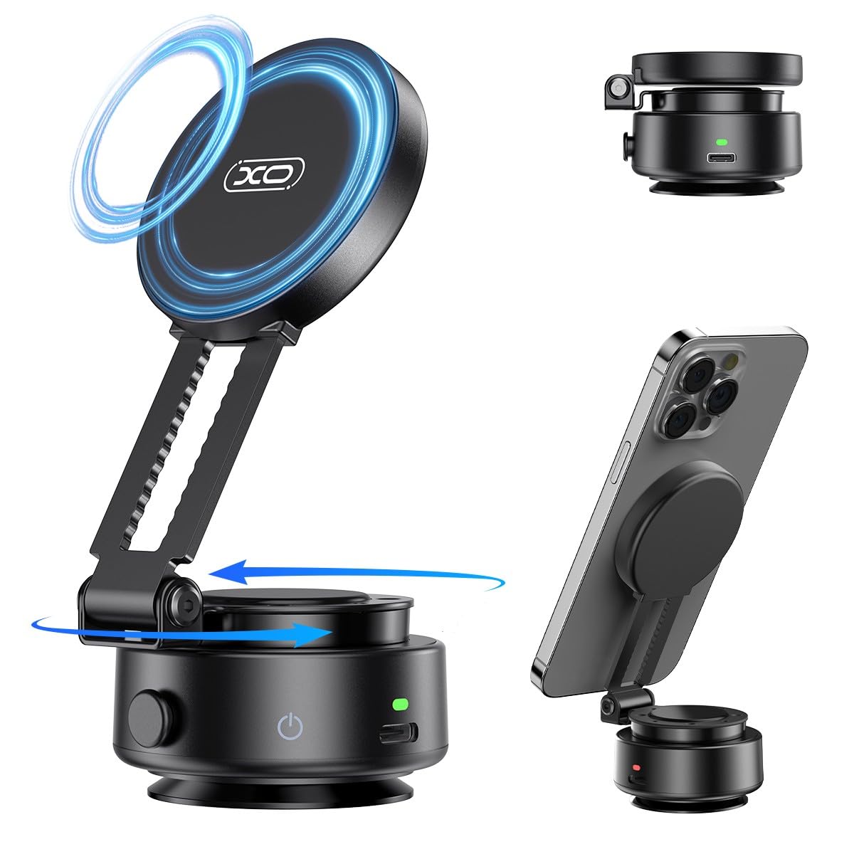 360Rotating Electric Vacuum Magnetic Suction Phone Holder, Xo Foldable Car Phone Mount,Strong Magnetic Car Phone Holder For Ipho