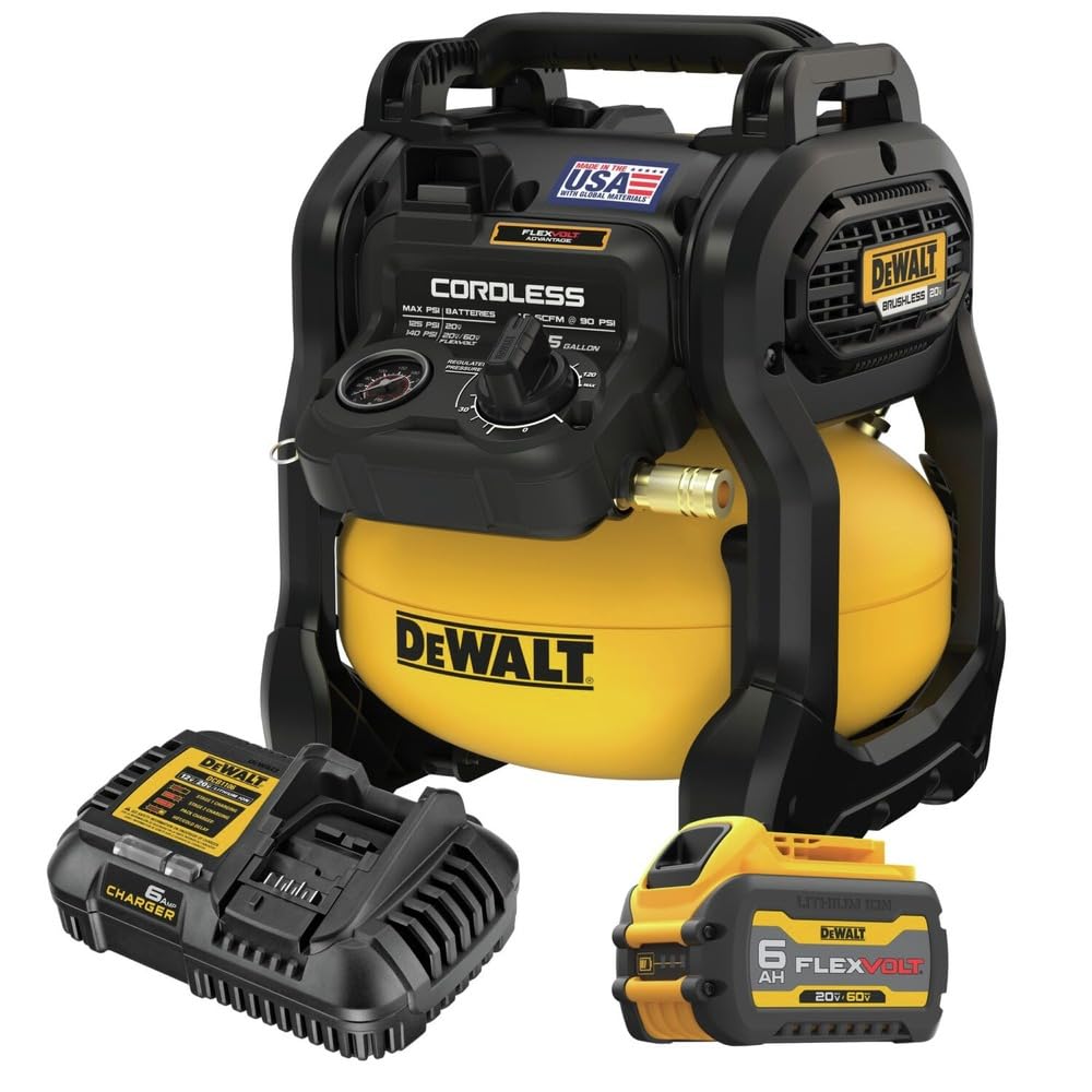 Dewalt 20V Max* Portable Cordless Air Compressor Kit, 2.5 Gallons, 140 Psi, Brushless With Battery & Charger (Dcc2520T1)