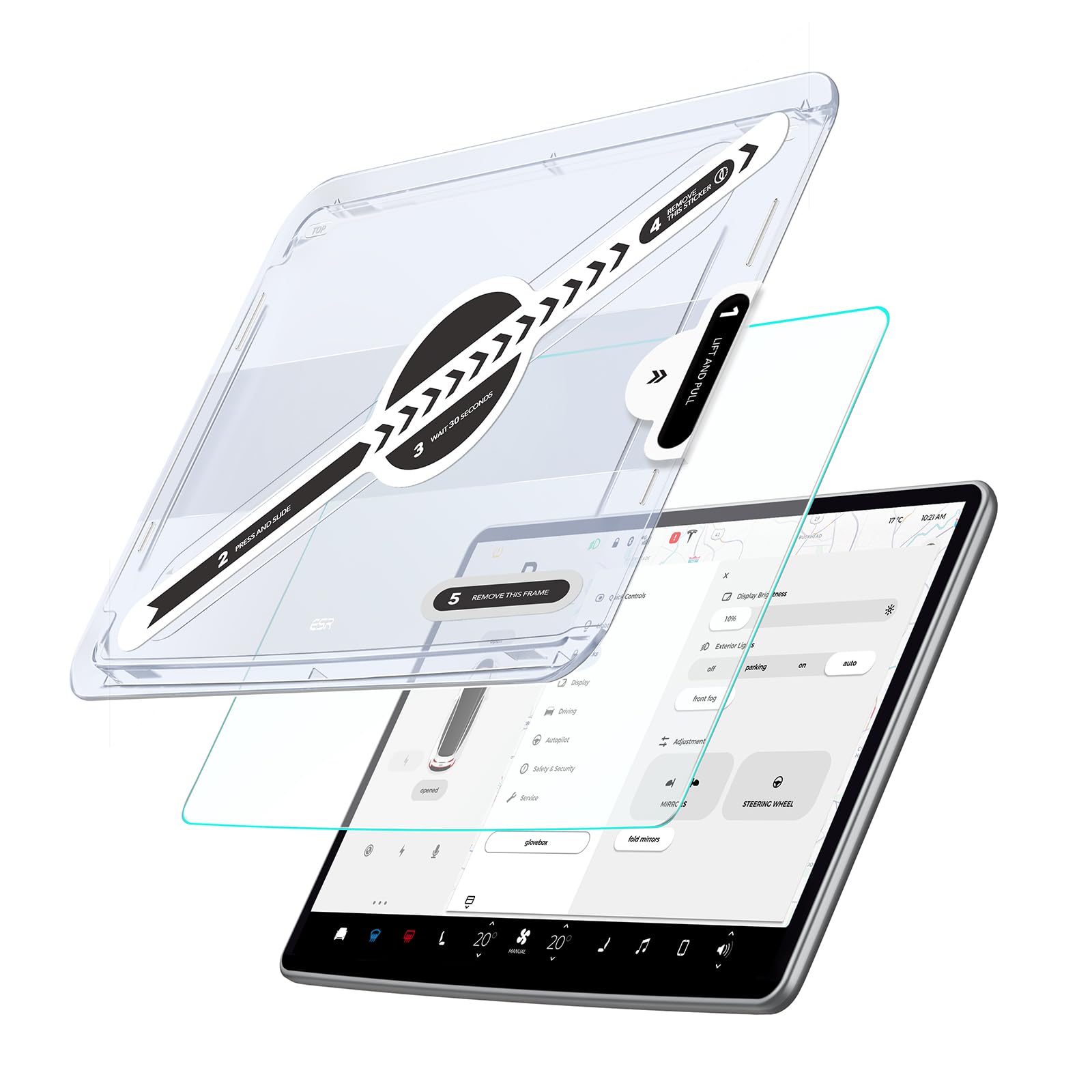 Esr Tempered Glass Screen Protector For Tesla Model Y (2024 2020), Tesla Model 3 (2023 2017), 15 Inch Screen Protector With Alignment Kit, No More Glare & Fingerprint, Tesla Model Y / 3 Accessories