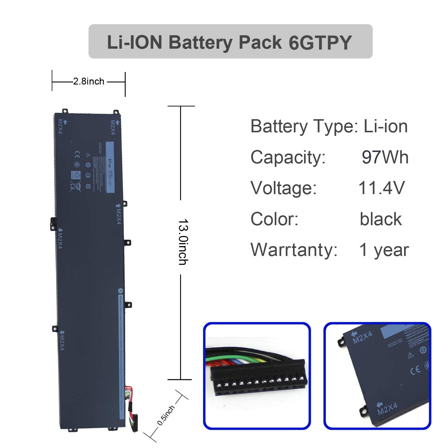 Gomarty 97Wh 6Gtpy Laptop Battery For Dell Xps 15 9560 9570 9550 7590 Precision 5510 5520 5530 5540 M5520 M5510 Vostro 7500 7590
