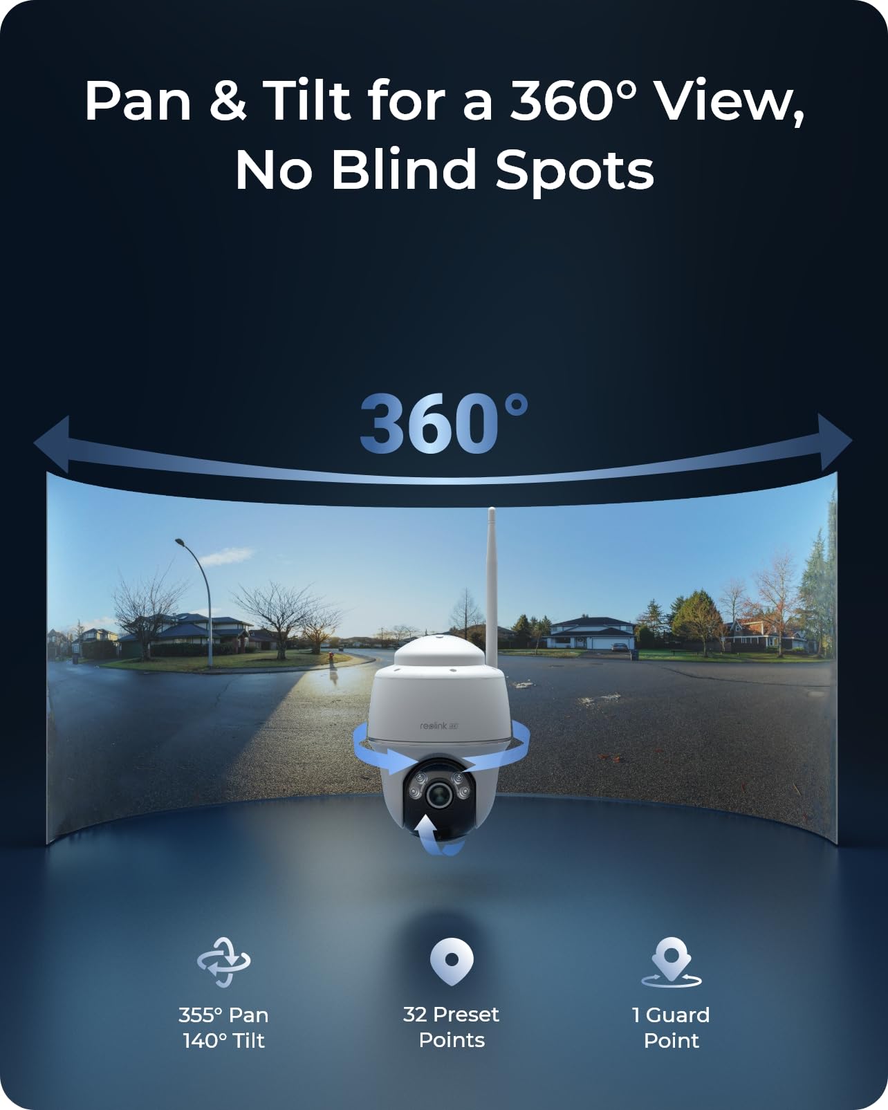 Reolink First 4K Solar Security Cameras Wireless Outdoor, Argus Pt 4K+ 6W Solar Panel, 360� Pan Tilt, 8Mp Color Night Vision, 2.4/5 Ghz Wi Fi, No Monthly Fee, Home Hub Compatible