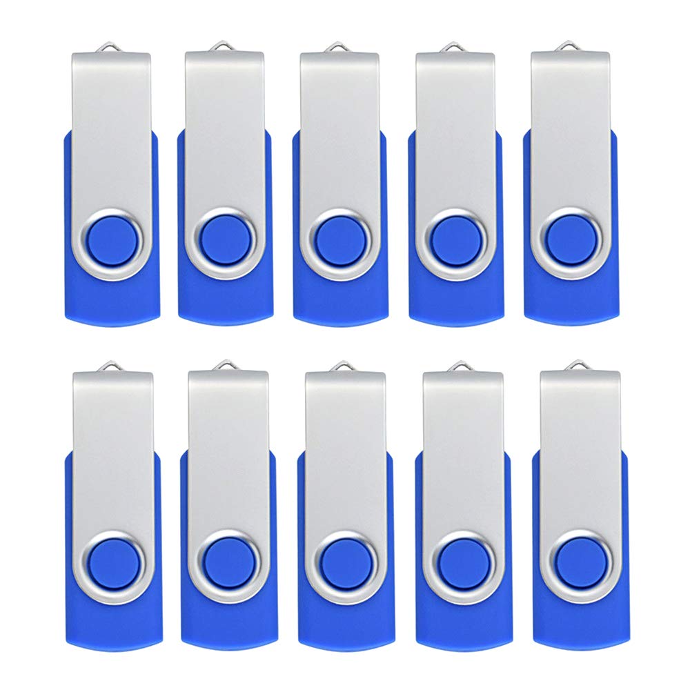 Aiibe 32 Gb Flash Drive 10 Pack Usb Flash Drives 32G Usb 2.0 Memory Stick Thumb Drive Data Storage Swivel Keychain Design Pen Zip Drives Wholesale/Lot/Bulk (10 Pack, 32Gb, Blue)