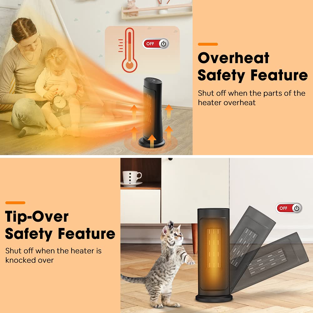 Space Heater For Indoor Use, Lifeplus 50 Oscillating Portable Electric Heater With Thermostat, Ceramic Heater With Remote Contro