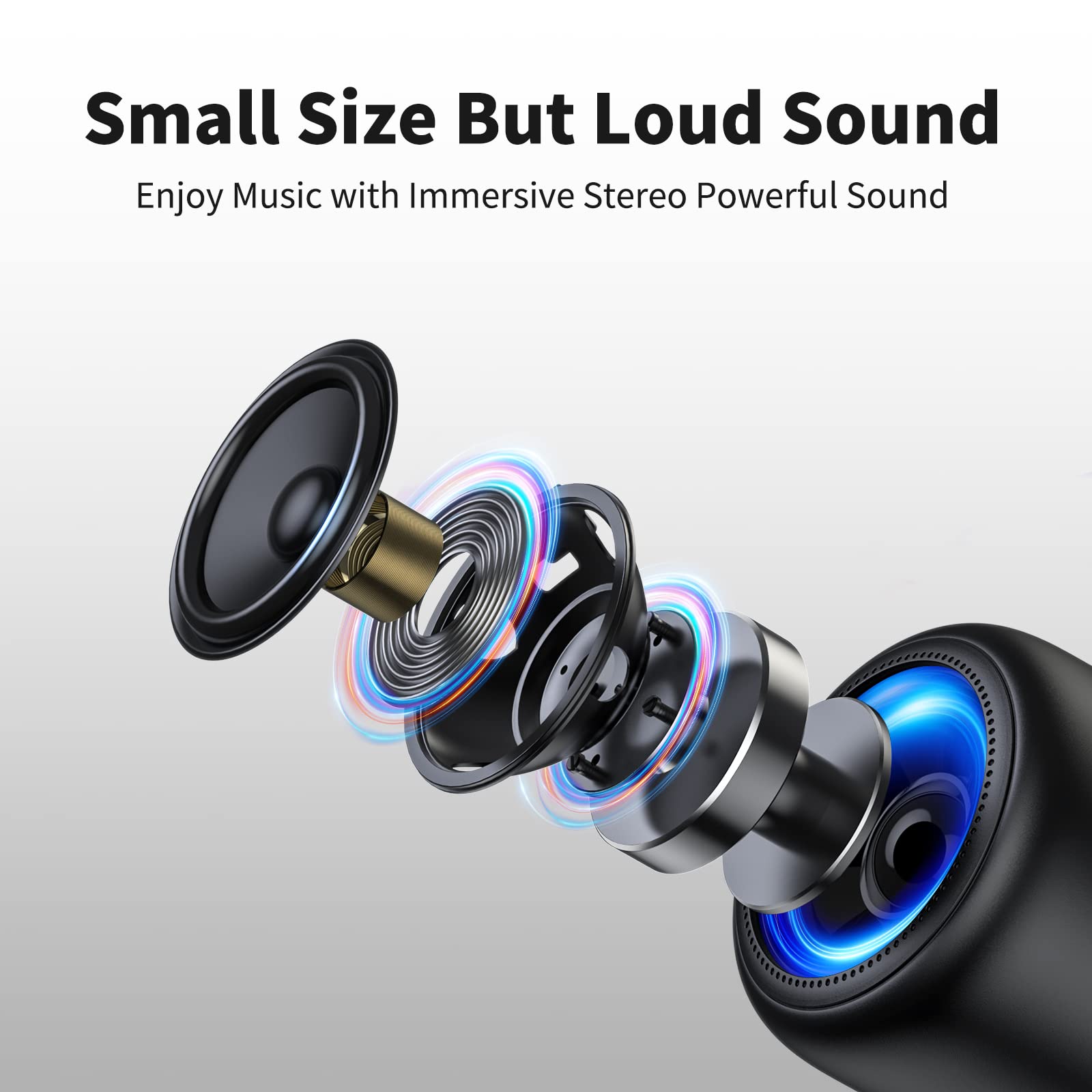 Bobtot Portable Bluetooth Speakers With Strap Easy To Carry, Wireless Ipx5 Waterproof Mini Speaker With Loud Stereo Sound,15 Hou