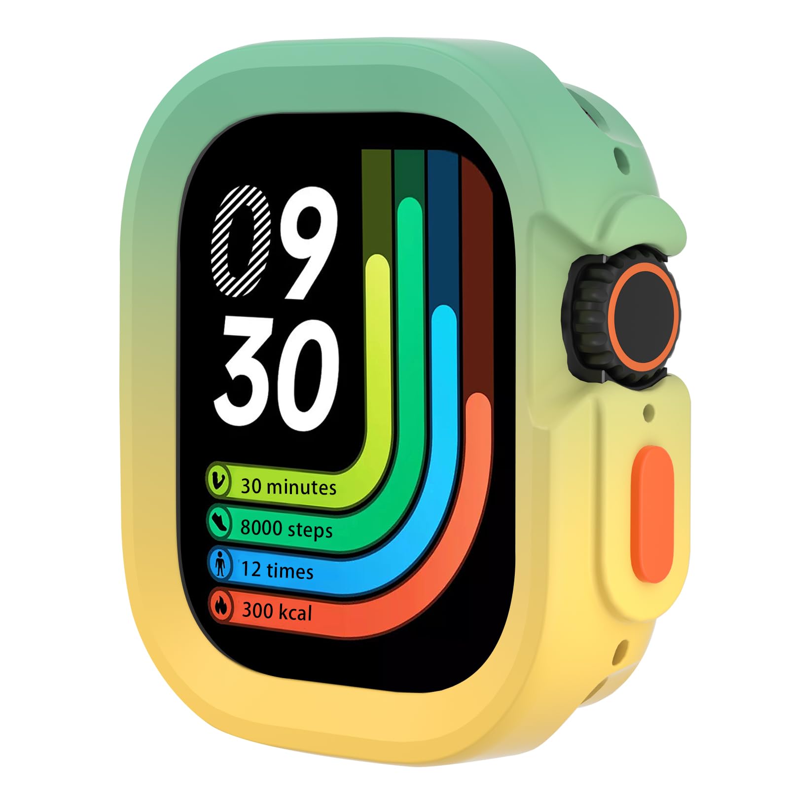 SDOCEBF for Apple Watch Ultra 3/2/1 49mm TPU Case, Shockproof Slim Lightweight Bumper Cover, Green-Yellow