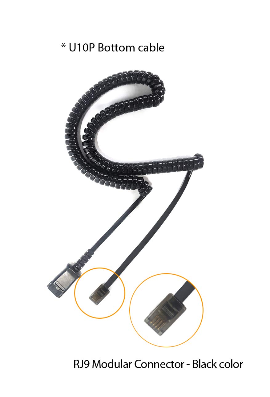 Ipd U10P Bottom Cable Adapter With Rj9 Cable Jack Compatible With Plantronics Headphone For Poylcomvvx, Avaya, Nortel, Mitel & O