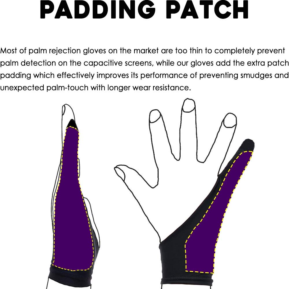 Akx Artist Glove Xsmall   2 Pack Palm Rejection Drawing Gloves For Graphic Tablet, Ipad   Smudge Guard, Reduce Friction, 1 Finge