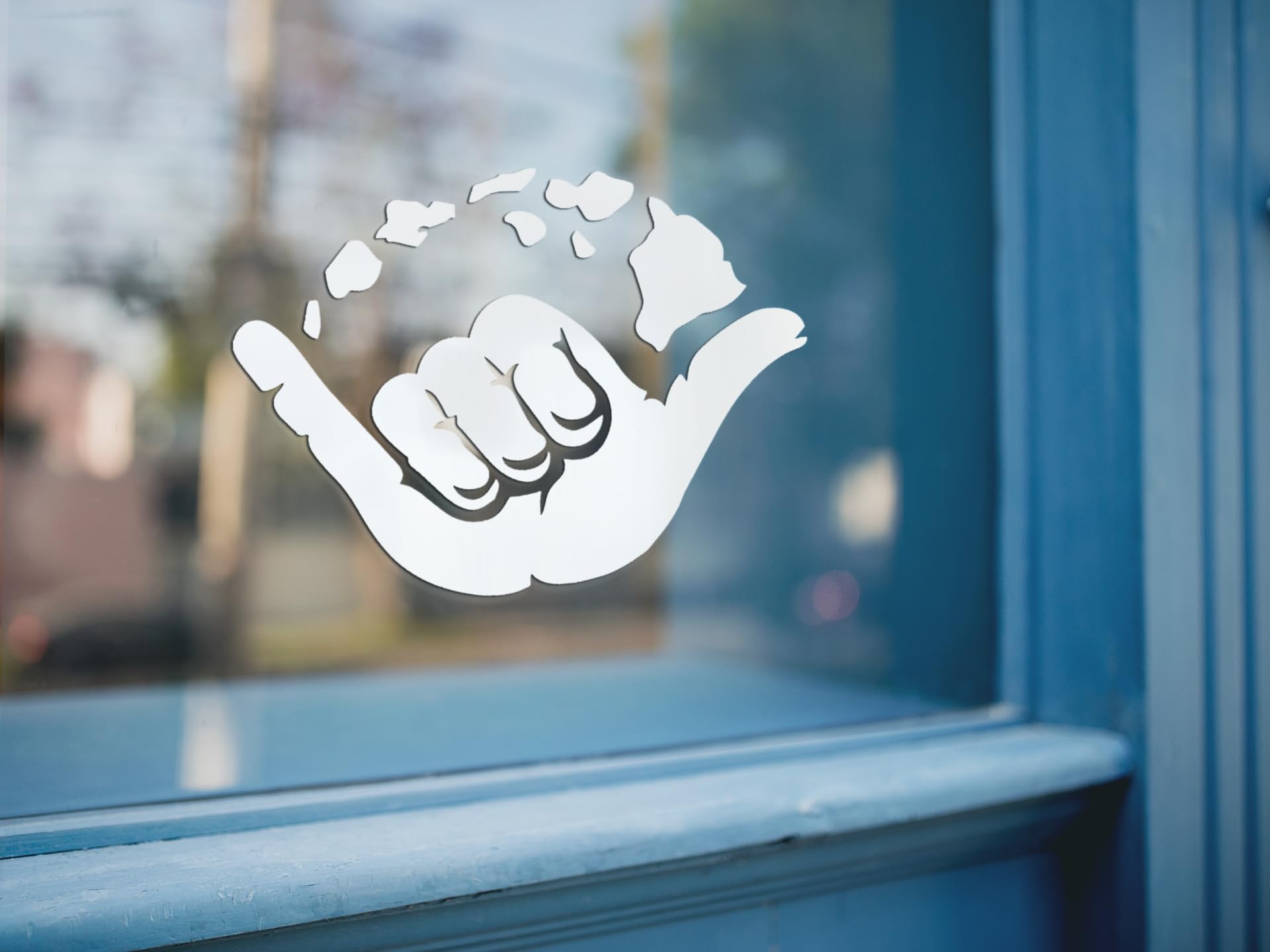 Shaka Hawiian Island Hang Loose Decal Sticker Cars Trucks Vans Walls Laptops Cups  5.5 Inches (White)