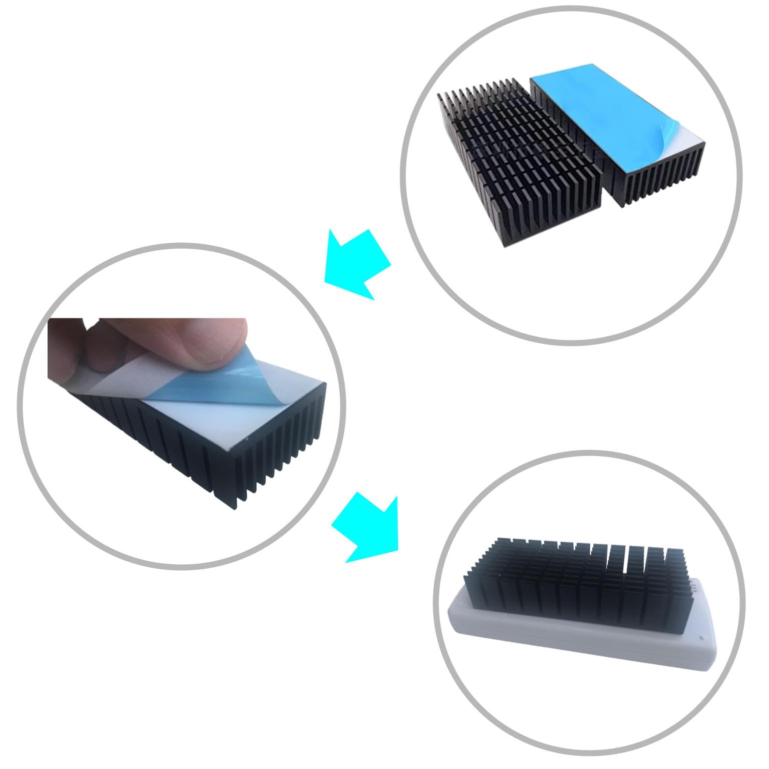 Easycargo 2Pcs 40Mm Heatsink Kit + 3M8810 Thermal Conductive Adhesive Tape, Cooling Aluminium Heat Sink For Cooling Led, Tec1 12