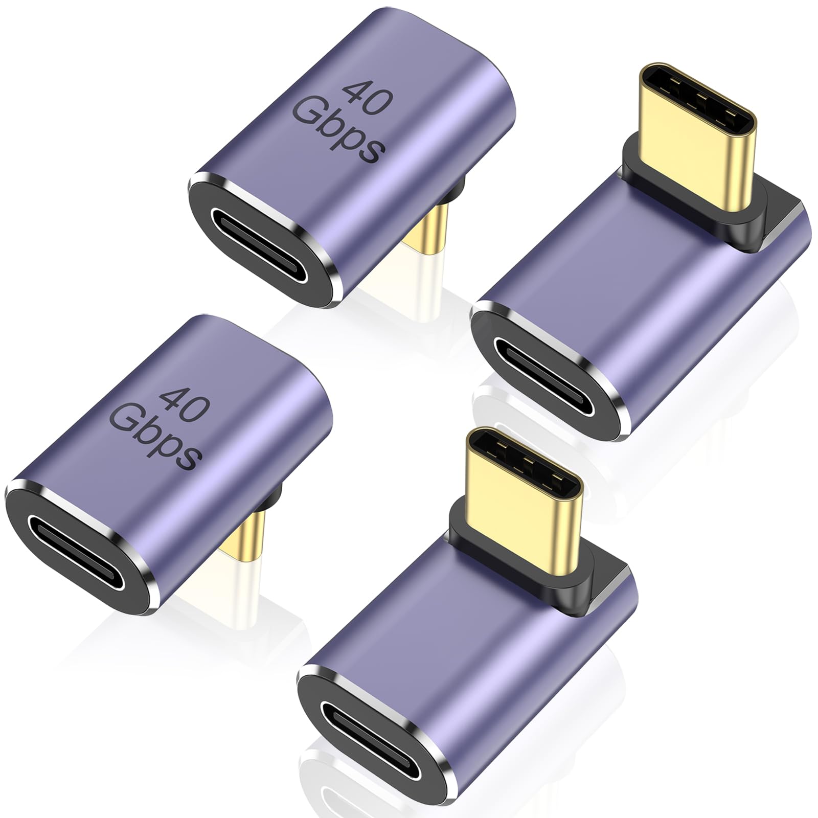 Vanjua 4 Pack 90 Degree USBC Male to Female Adapter, Right Angle 100W TypeC Adapter Extender for Steam Deck, ROG Ally, Switch 