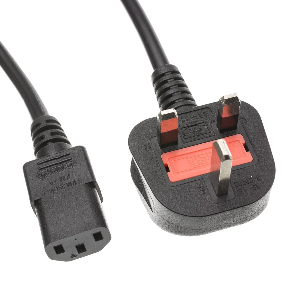 6Ft Computer/Monitor Power Cord With Fuse   Bs 1363 To C13, Vde Approved   Uk/England Compatible
