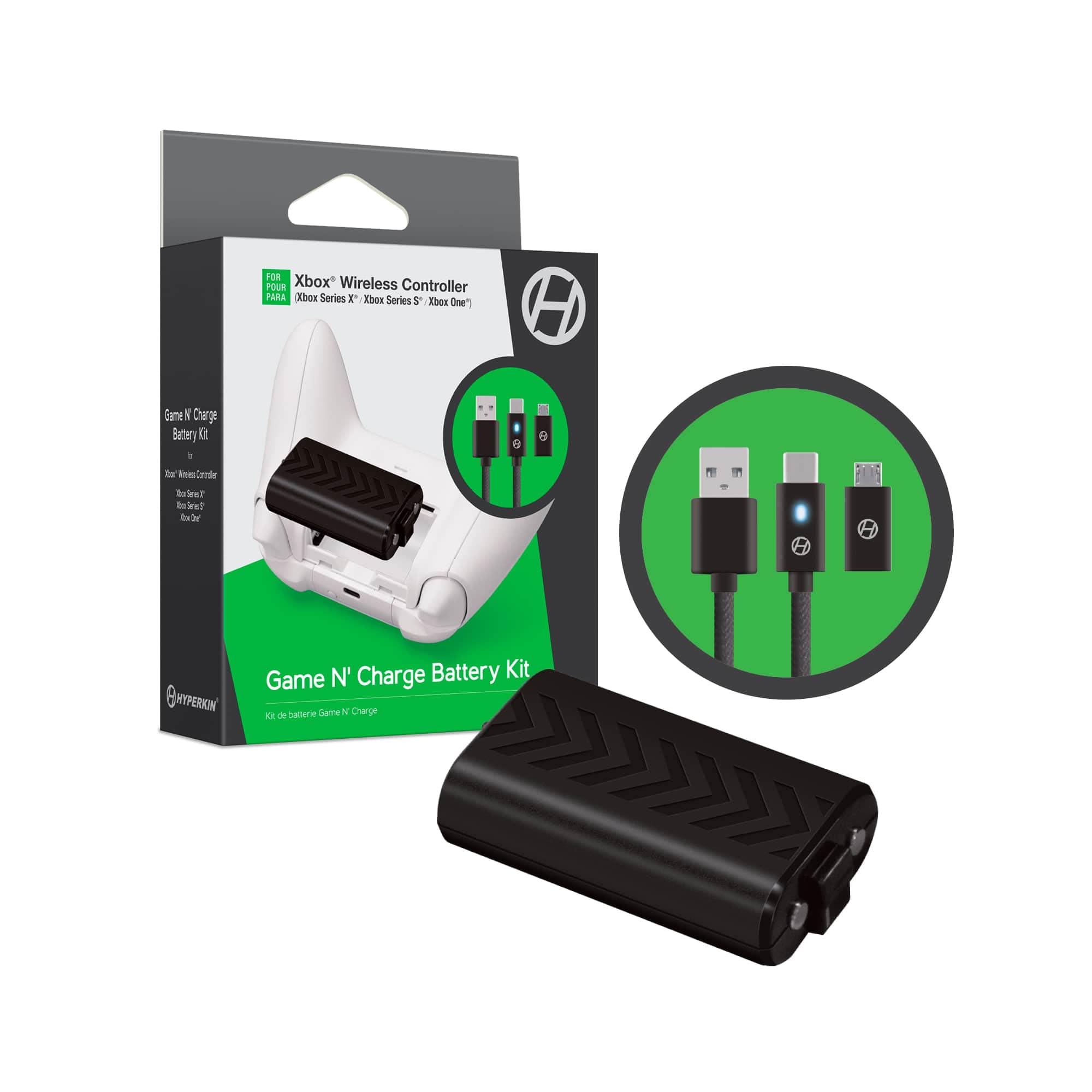 Hyperkin Game N Charge Battery Kit for Xbox Wireless Controller (Xbox Series X/S) - Black