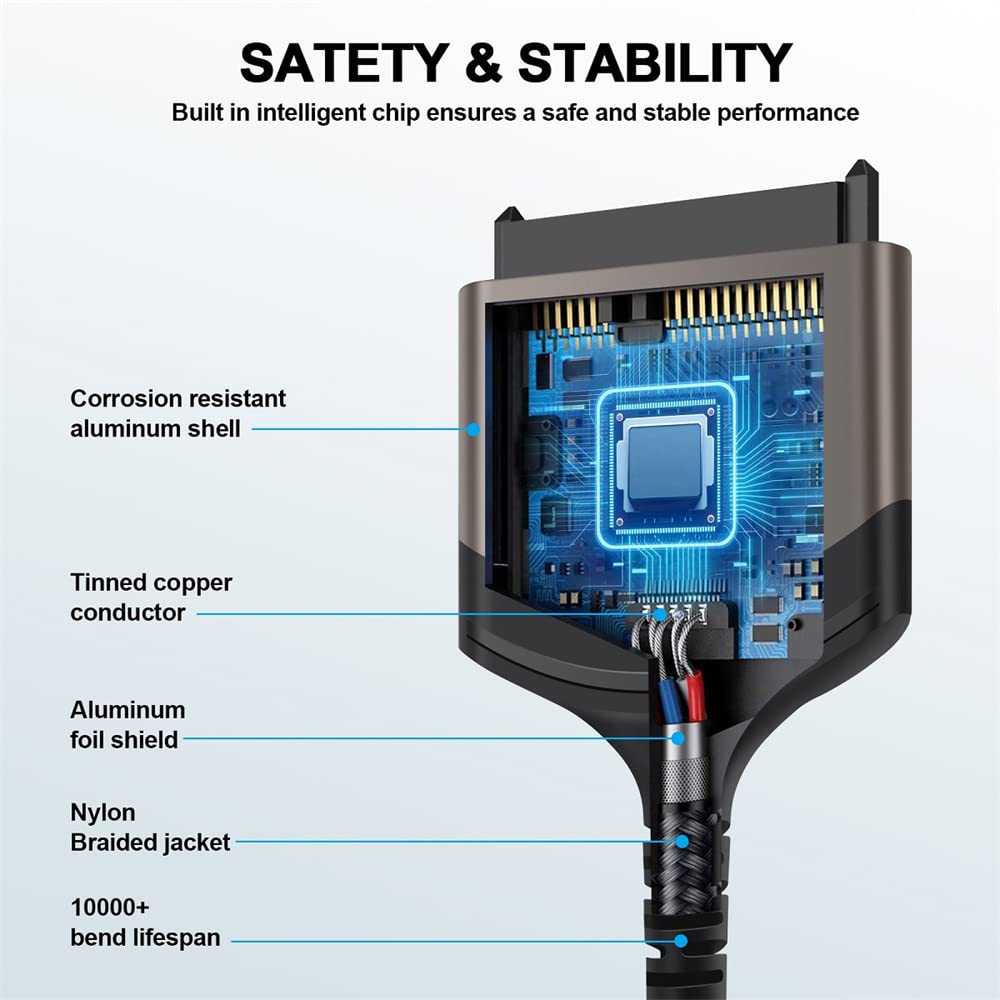 Nfhk 5Gbps Usb C Type C To Sata 22 Pin Adapter Cable For 2.5'' Hard Disk Driver Ssd Laptop