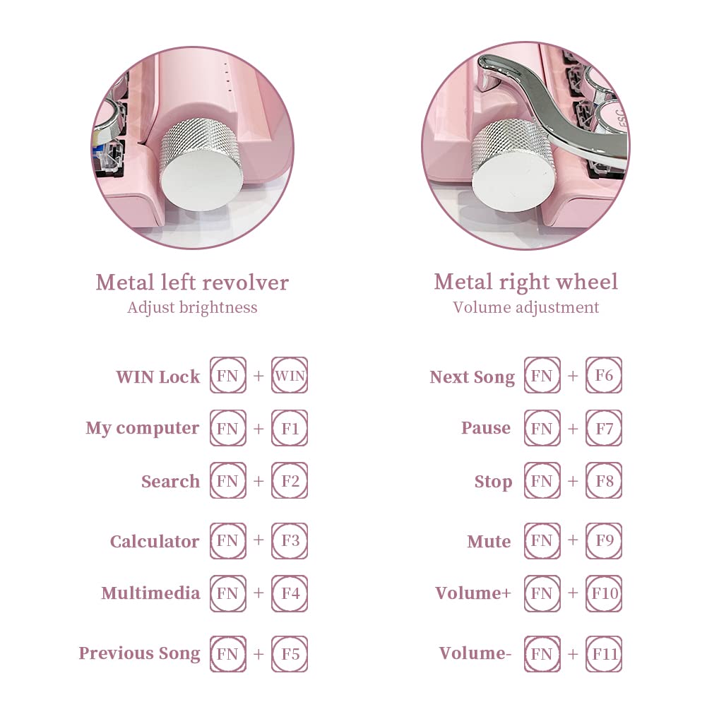 Adventurers Typewriter Keyboard,Bluetooth Wireless Keyboard With 83 Keys Hot Swappable Blue Switch/Round Keycaps/White Backlit/C