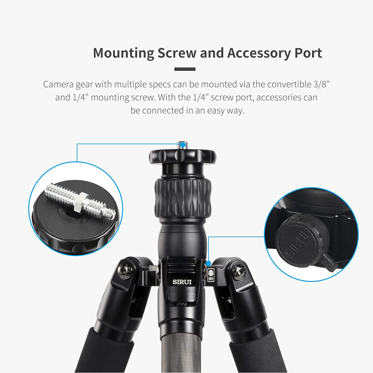 Sirui Professional Heavy Duty Carbon Fiber Tripod, 61' Camera Tripod With Fluid Ball Head, Max Load 33Lbs(Mt2204+K 20X)