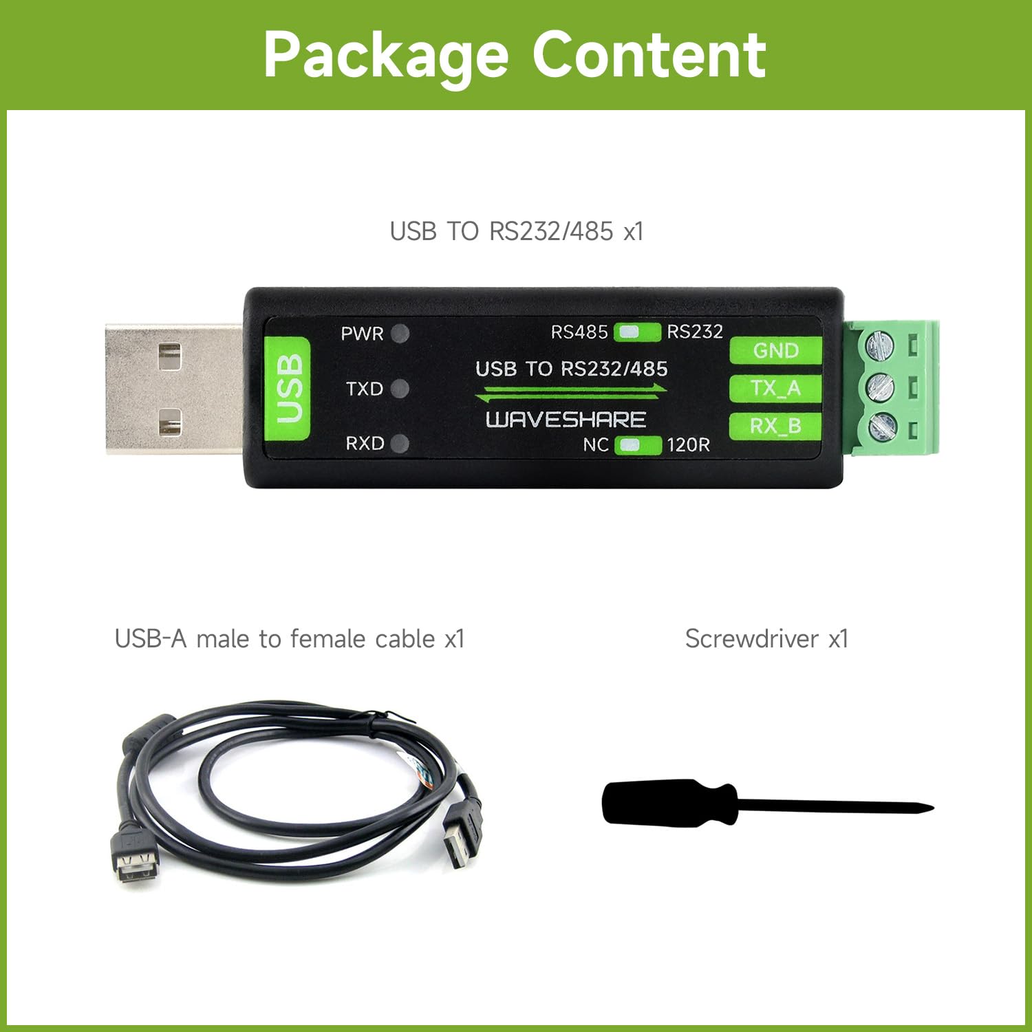 Waveshare Usb To Rs232/485 Serial Converter, Onboard Original Ft232Rnl Chip, Features More Stable Transmission, Suitable For Mul