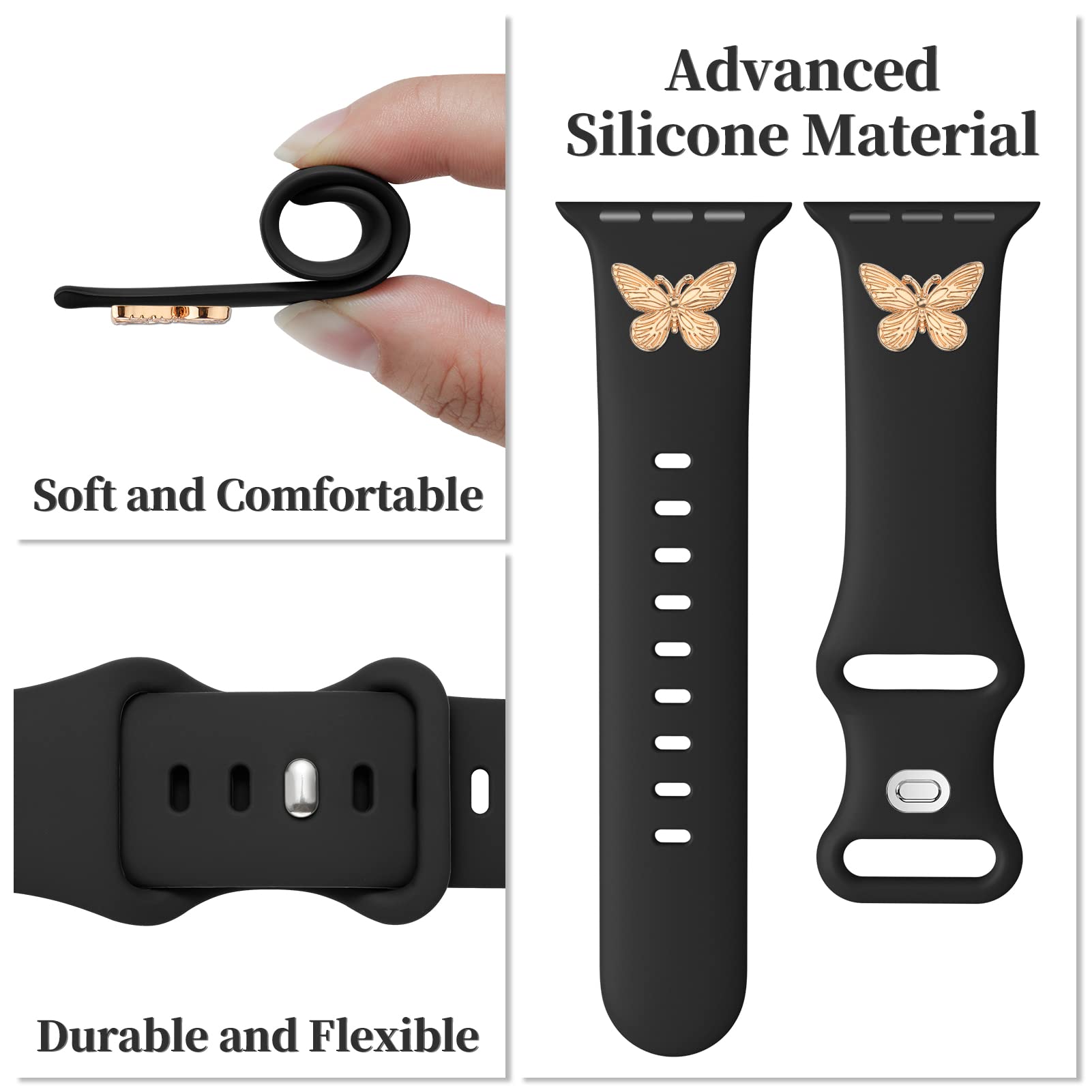 Aopigavi Designer Silicone Watch Bands With Studs Compatible With Apple Watch Band 38Mm 44Mm 40Mm 45Mm 41Mm 42Mm 49Mm, Sport Str