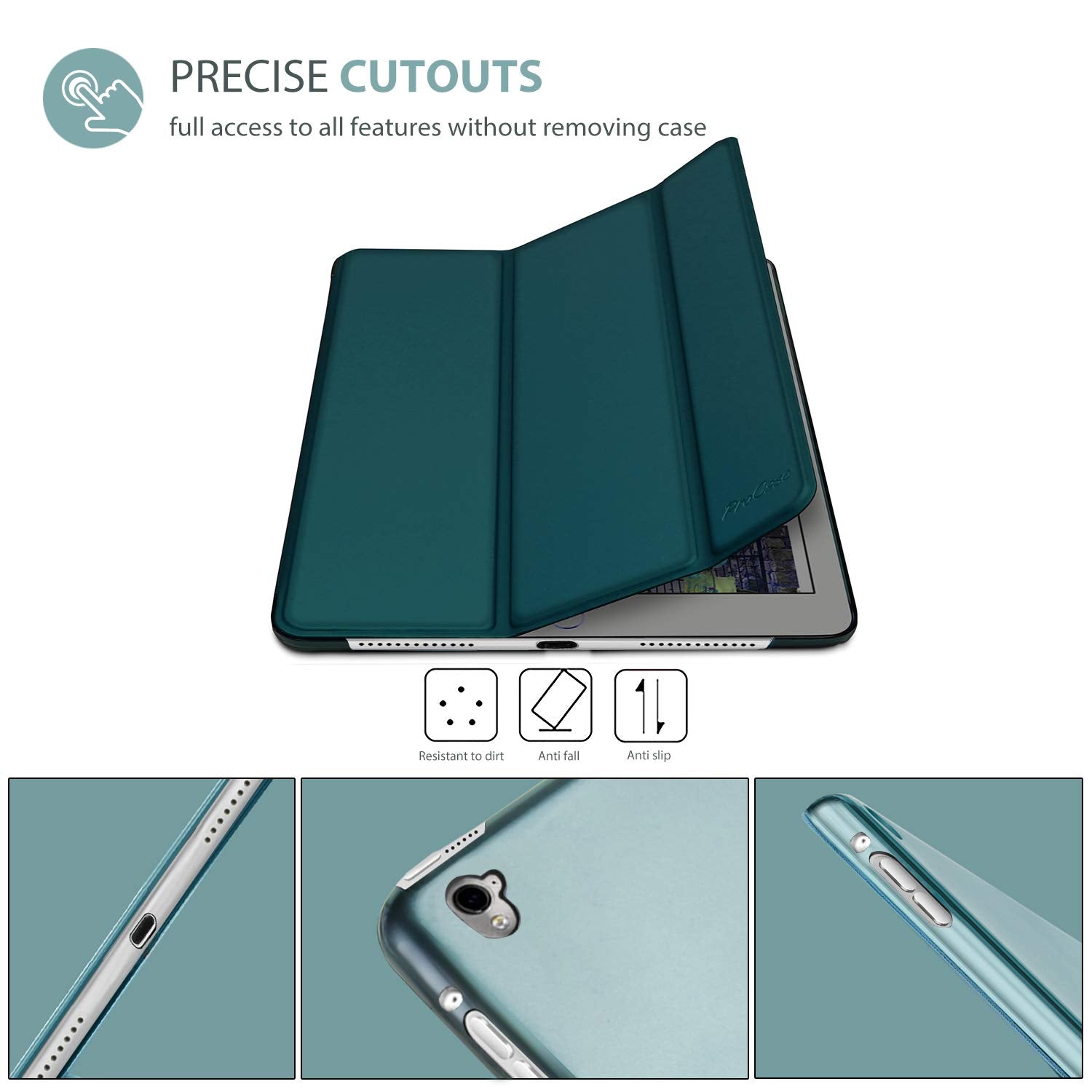 Procase Smart Case For Ipad Pro 9.7 Inch 2016, Ultra Slim Lightweight Stand Smart Case Shell With Translucent Frosted Back Cover