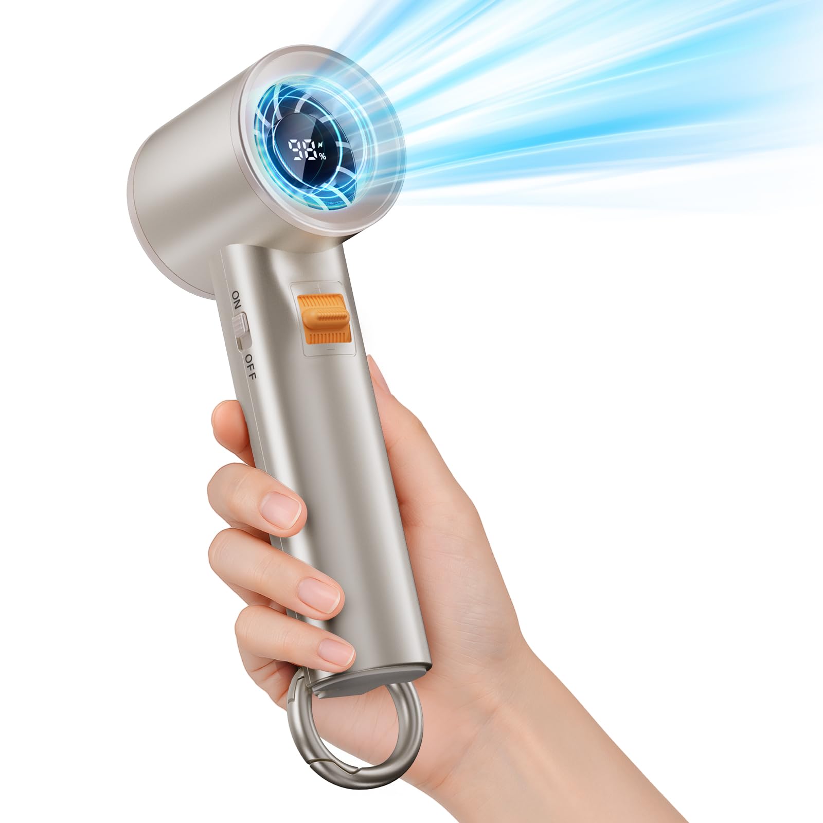 Portable Handheld Turbo Fan for Outdoor - 5000mah Mini Handheld Personal Pocket Fan for Powerful Airflow Wind - 20Hrs,100 Speeds