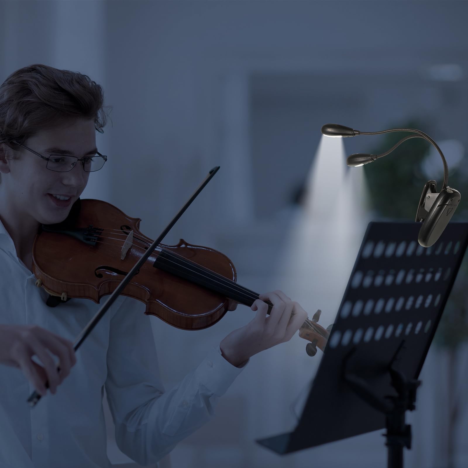 Rossesay 10 Pcs Led Book Light Usb And Aaa Battery Operated Music Stand Clip On Reading Light 4 Brightness Levels Dual Arm Clip