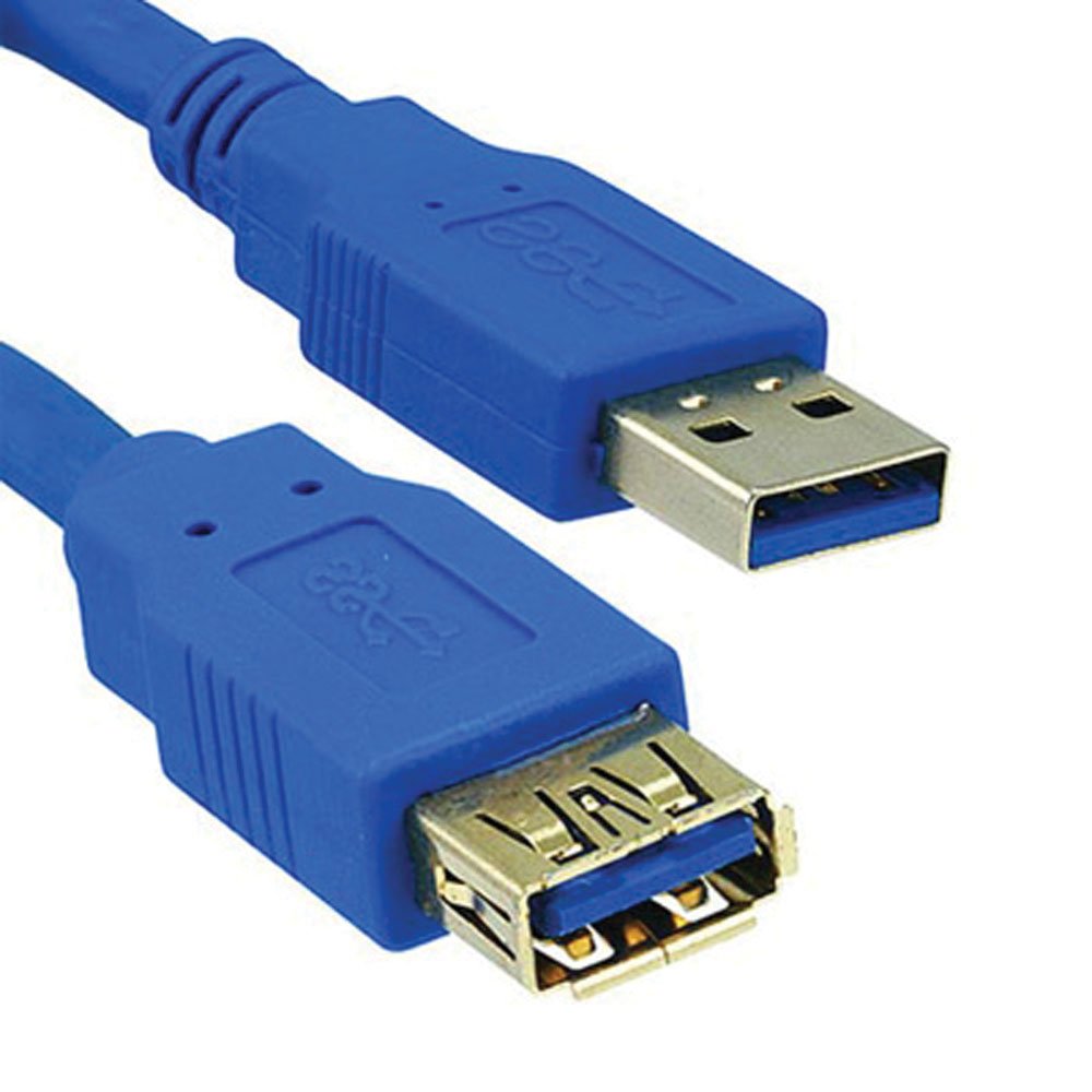 Cablewholesale 1 Feet Usb 3.0 Extension Cable, Blue, Type A Male/Type A Female Plug, A Male To A Female Super Speed Usb Extensio