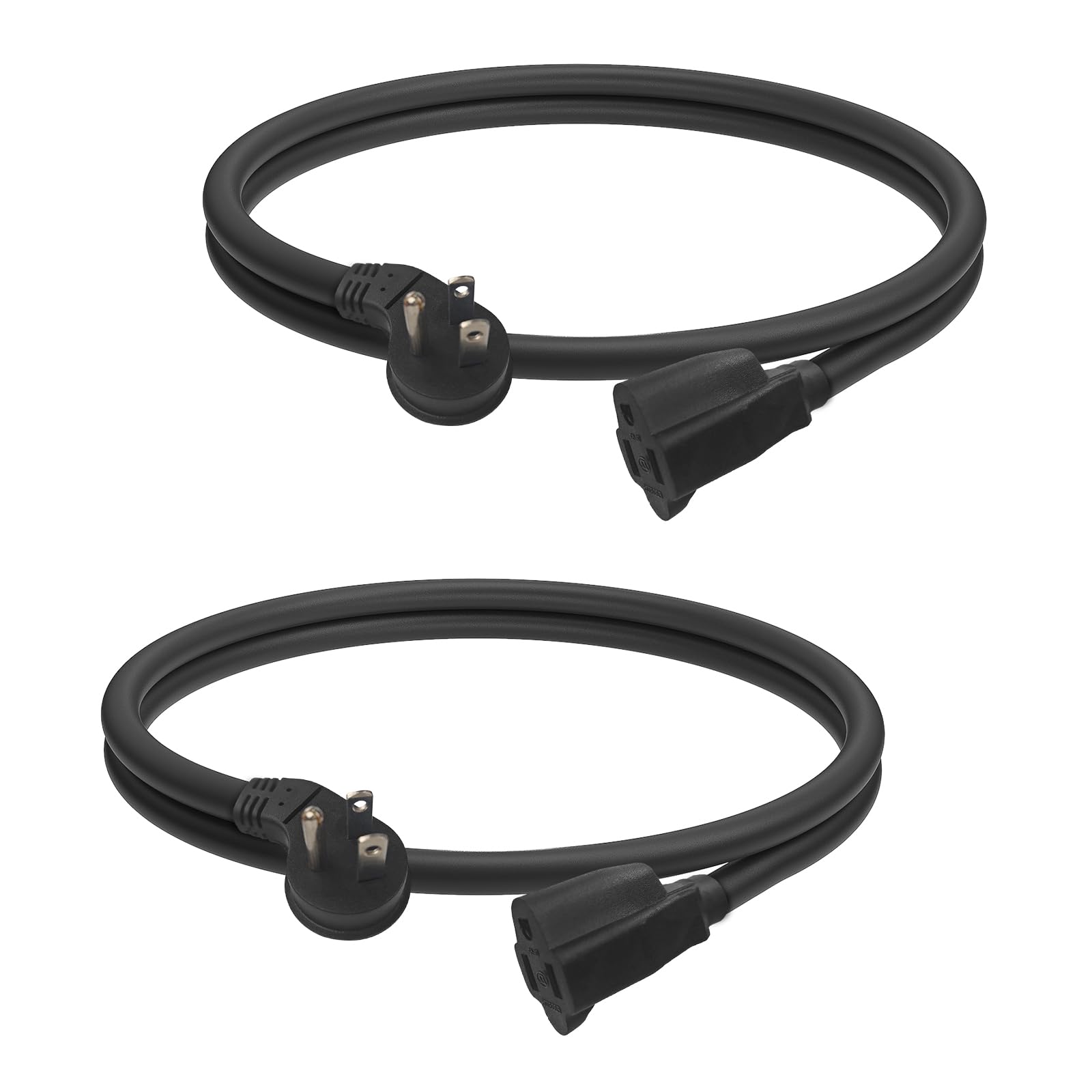 Ultra Explore 3 Pack 3 Ft Flat Plug Extension Cord, 16 Awg 3 Prong Grounded Extension Cord Black Flat Plug, Low Profile Extensio