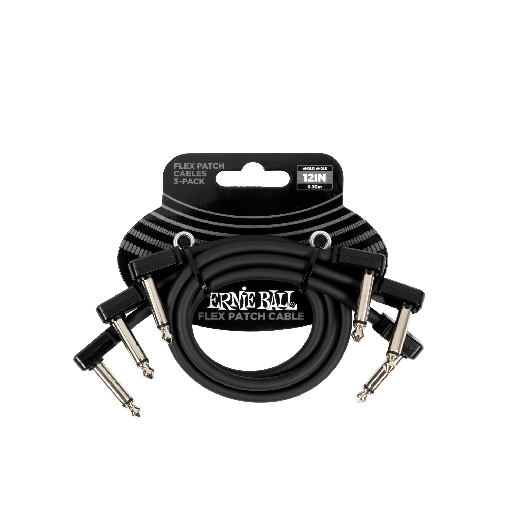 Ernie Ball Flex Patch Cable 12In   Black   3 Pack