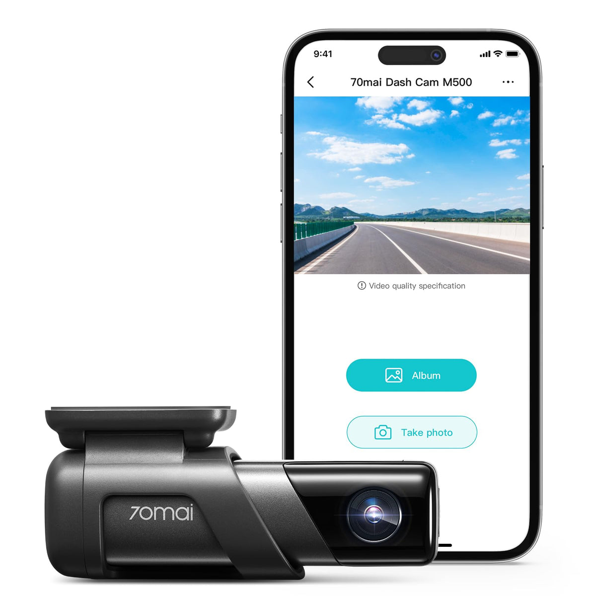 70Mai True 2.7K 1944P Dash Cam M500, Emmc Built-In 128Gb Storage, Powerful Night Vision With Hdr, 170 Fov, 24H Parking Surveilla
