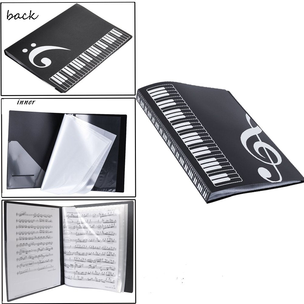 Wogod Music Sheet File Paper Documents Storage Folder Holder Plastic.A4 Size,40 Pockets (Black)