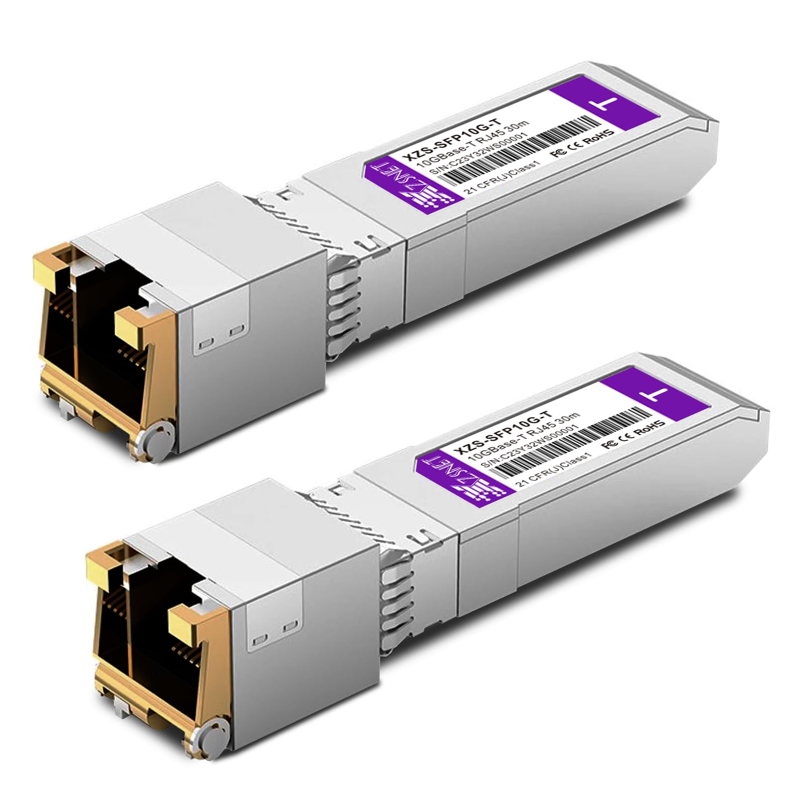 XZSNET 10GBASE-T SFP+ Transceiver, SFP+ to RJ45, 10G Copper SFP+ to Ethernet Module Compatible with Cisco SFP-10G-T-S, Ubiquiti 