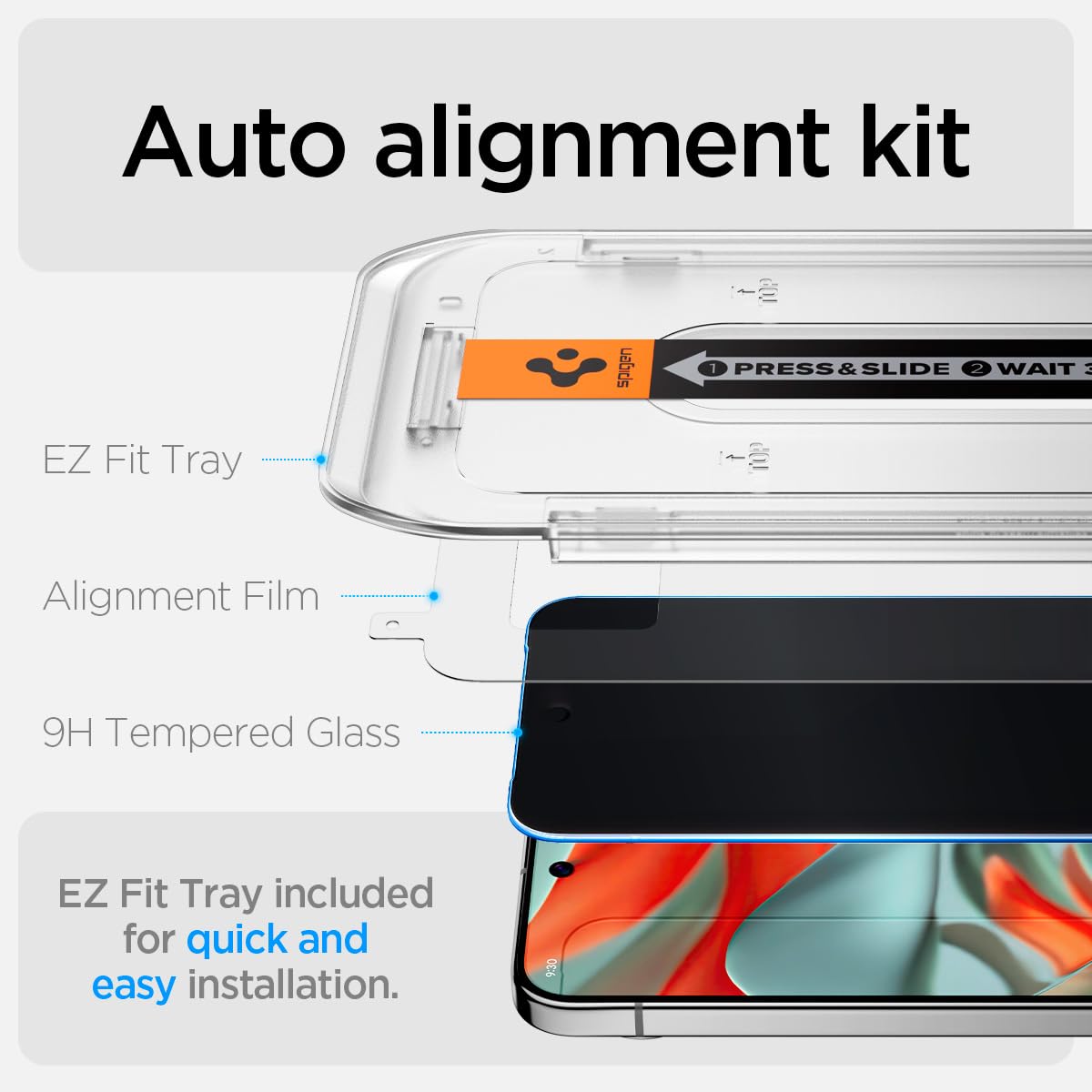 Spigen Tempered Glass Screen Protector [Glastr Ez Fit - Privacy] Designed For Pixel 9 Pro Xl - 2 Pack