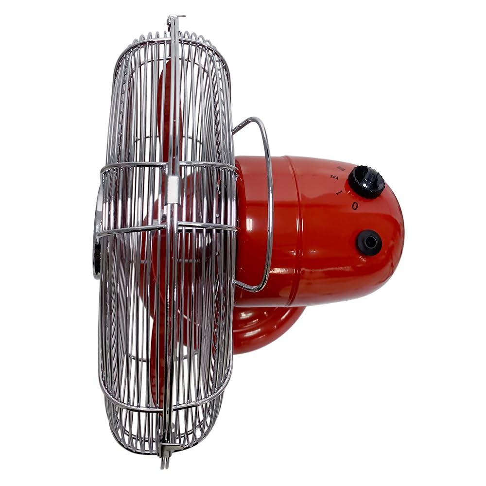 Good Housekeeping All Metal (92611) Oscillating 12'' Retro Desk Office Table Fan (Crimson Red)