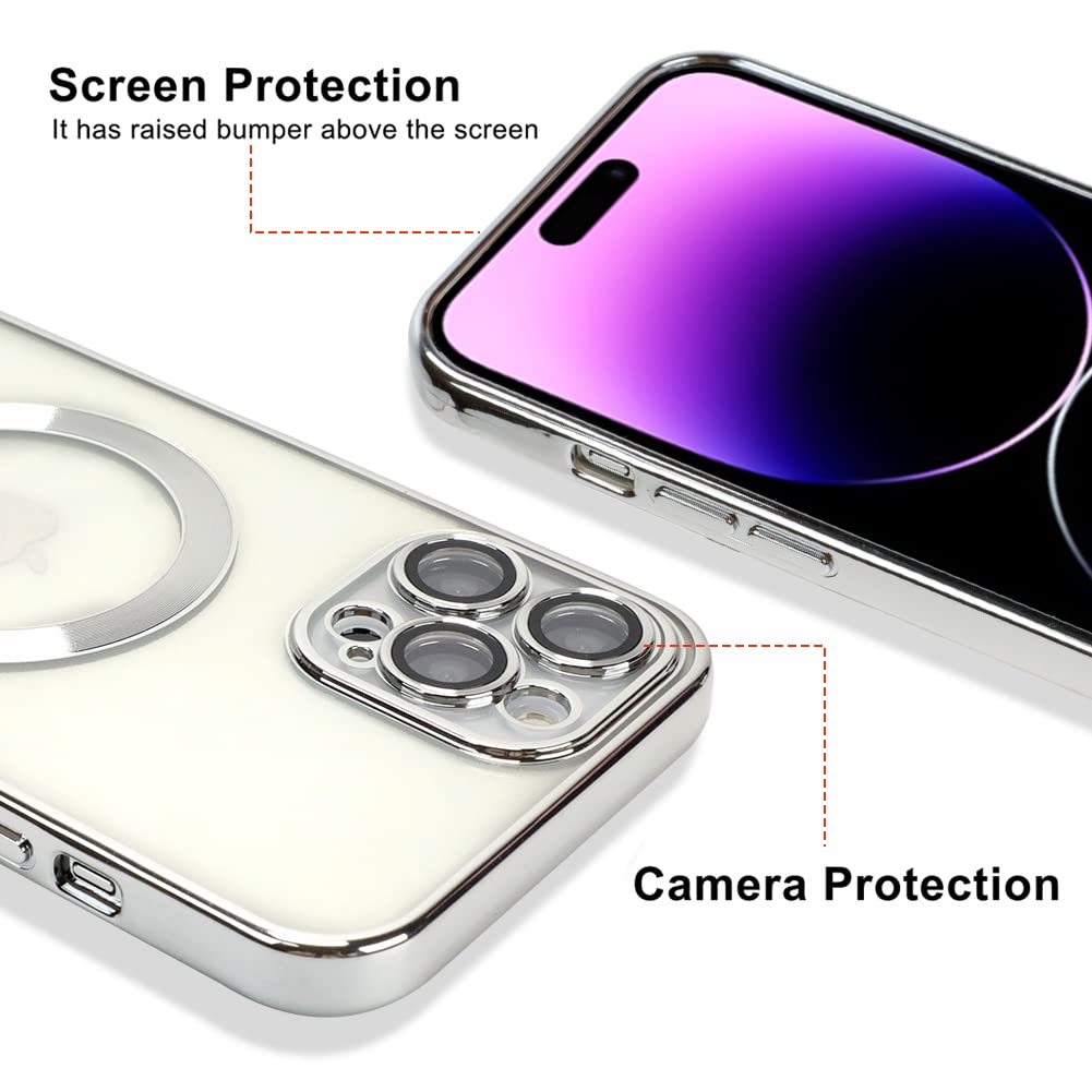 Ook Phone Case Made For Iphone 14 Pro Max With Camera Lens Protector (Compatible With Magsafe) Anti Scratch Shockproof Electropl