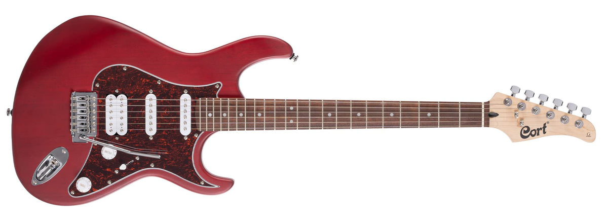 Cort 6 String Solid-Body Electric Guitar, Right, Open Pore Black Cherry, Full (G110Opbc)
