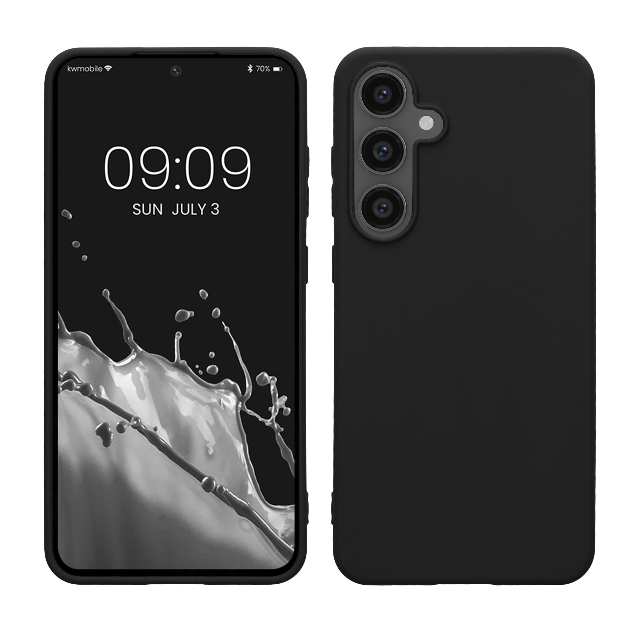 kwmobile Case Compatible with Samsung Galaxy S24 FE Case - Soft Slim Protective TPU Silicone Cover - Black