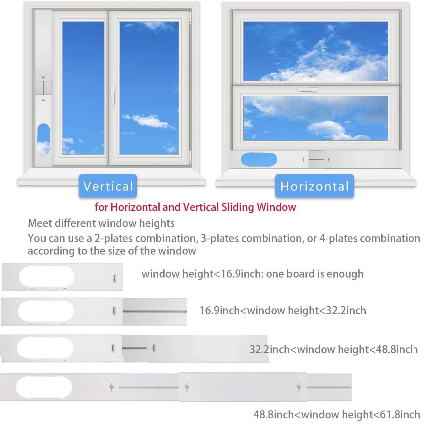 Ffxwtsf Portable Air Conditioner Window Kit With 5.9    Exhaust Hose, Adjustable Universal Window Seal For Ac Unit