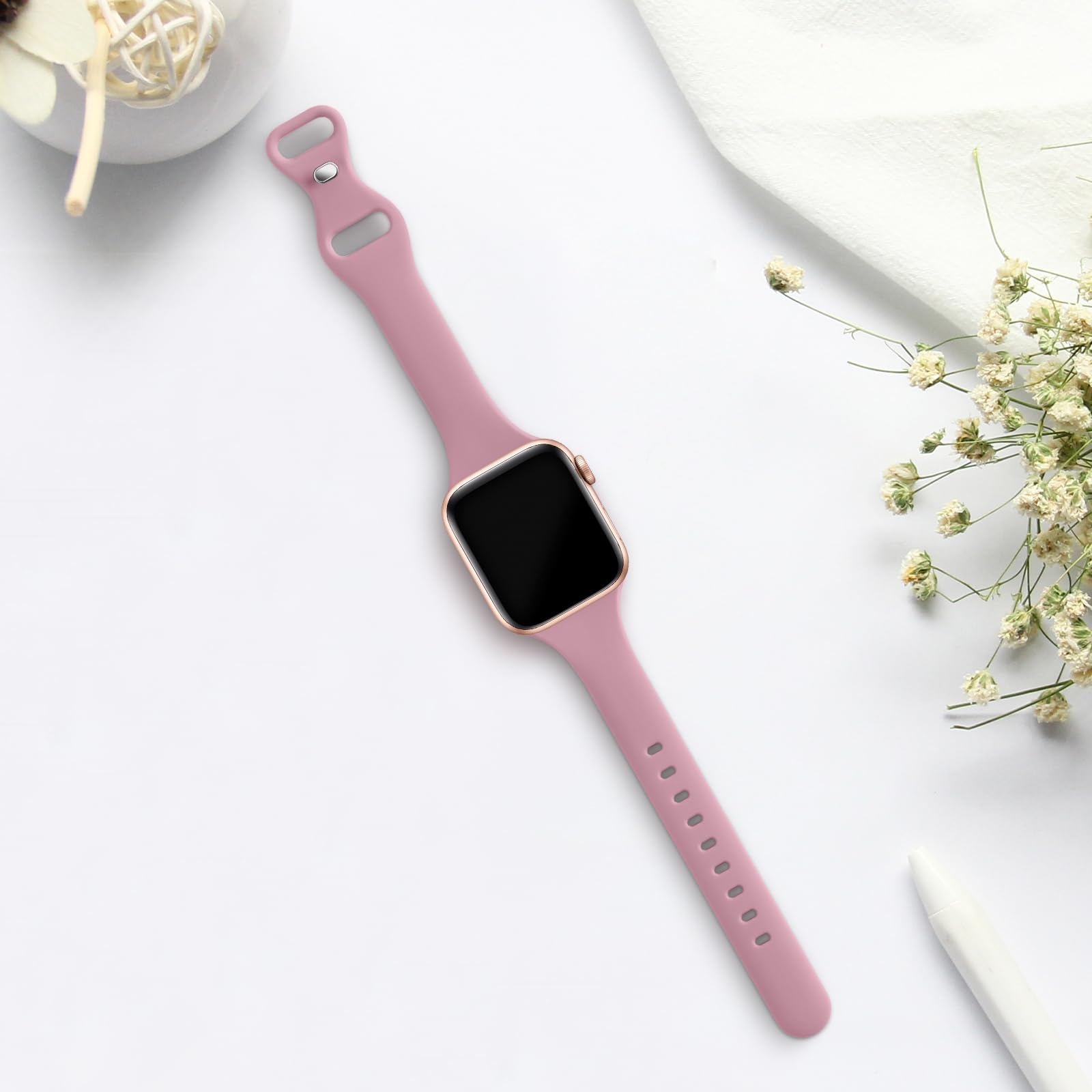 Slim Thin Band Compatible With Apple Watch 38Mm 40Mm 41Mm 42Mm 44Mm 45Mm 46Mm 49Mm, Replacement Soft Silicone Sport Strap Wristb
