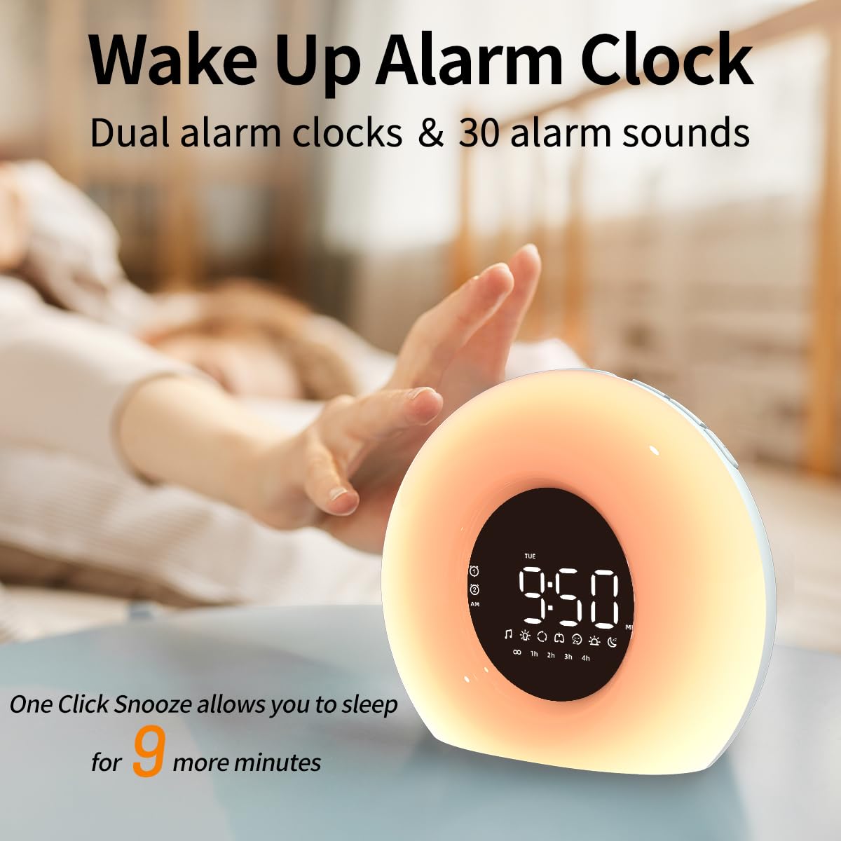 Orangelight Wake Up Light Sunrise Alarm Clock For Bedroom Sunrise Sunset Simulation 25 Natural Sounds 13 Colors Light Dual Alarm