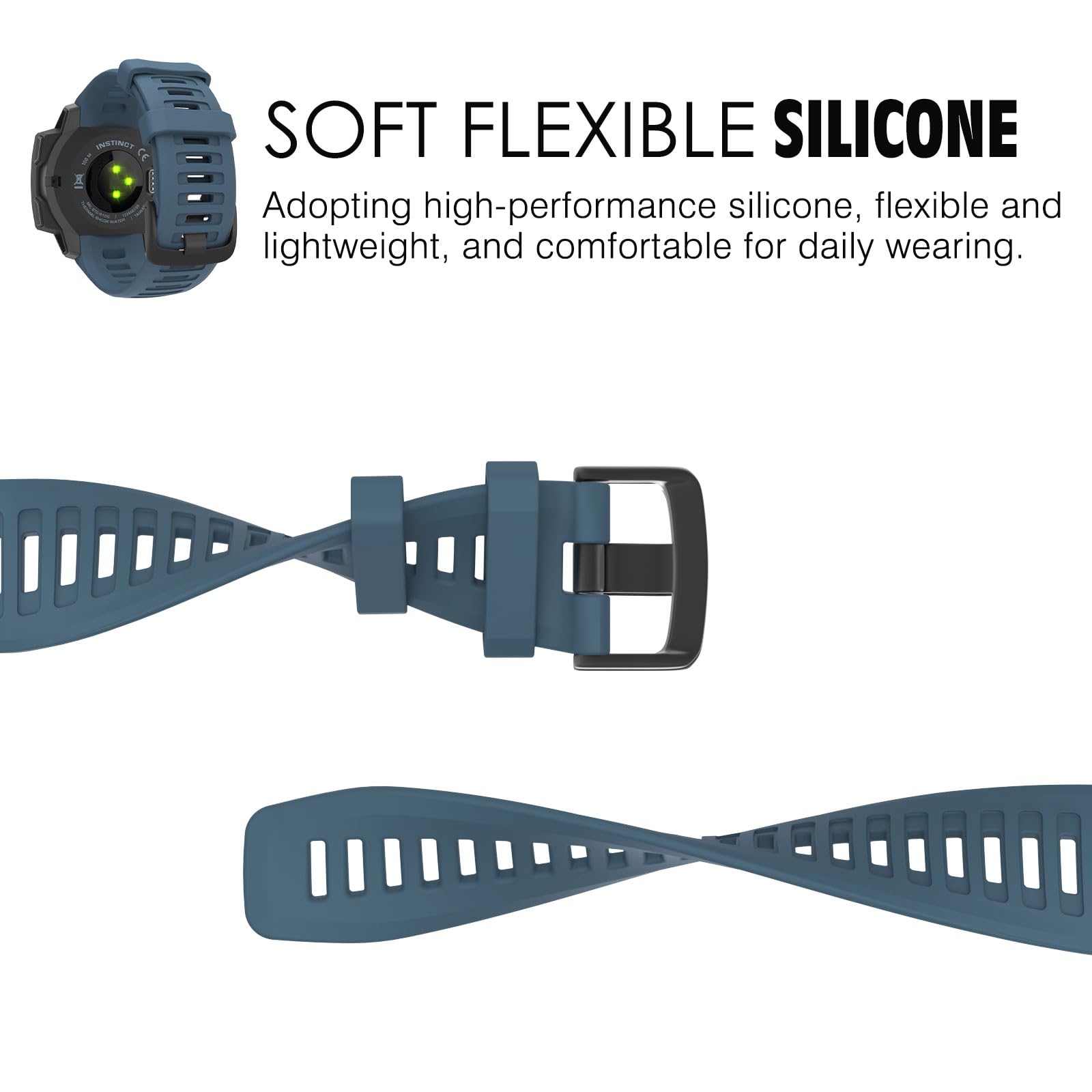 Moko Strap Compatible With Garmin Instinct/Instinct Solar/Tactical/Instinct 2 Gps Smartwatch, 22Mm Soft Silicone Sport Replaceme