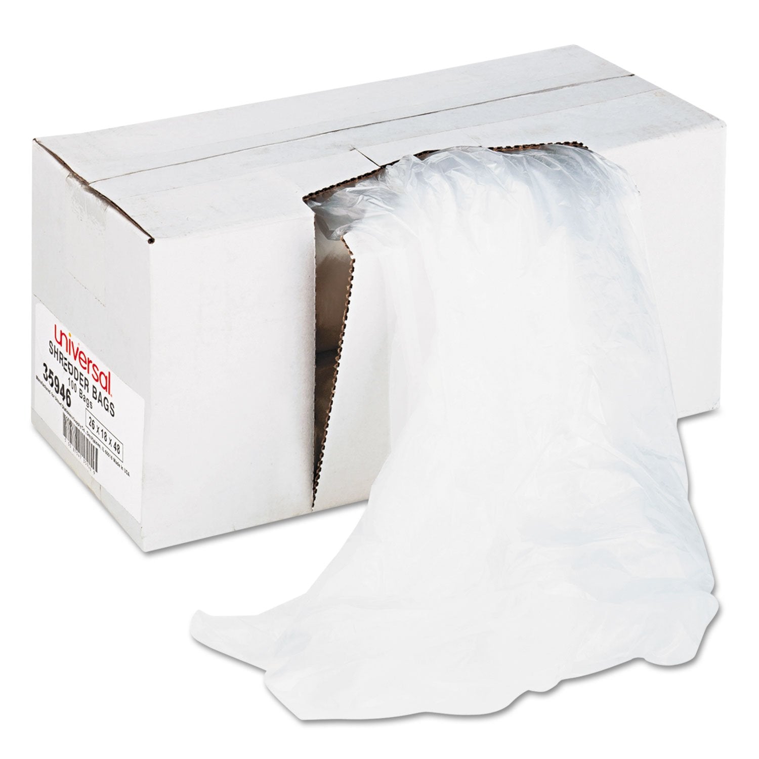 Universal Unv35946 40   45 Gallon High Density Shredder Bags   Clear (100/Box)