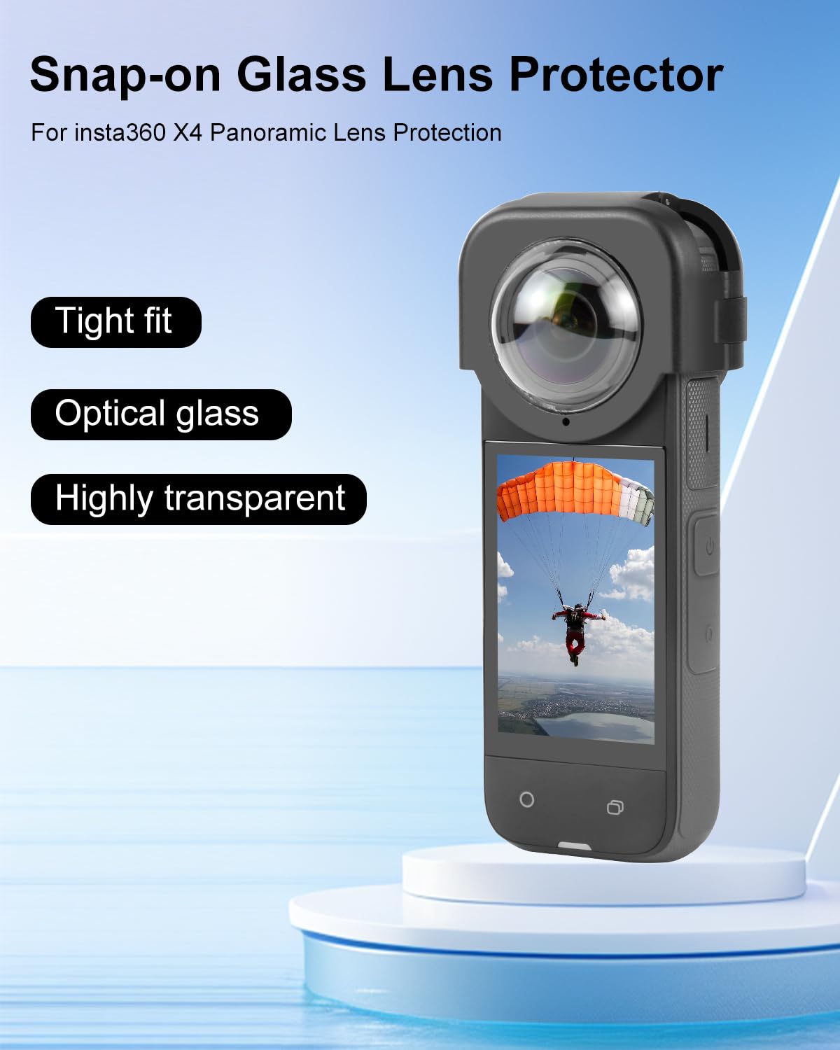 Puluz Lens Protector For Insta360 X4, Optical Glass Lens Guard Protective Cover For Insta 360 X4 Removable Waterproof & Anti Scr