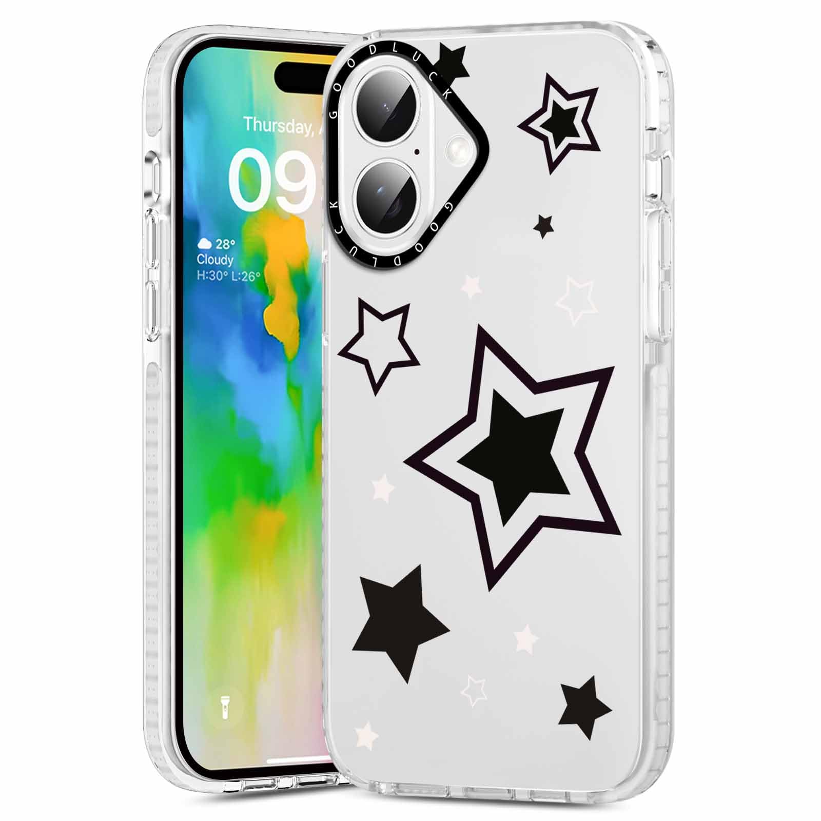 Rumdey 2 Pack Cute Clear Star Phone Case For Iphone 16 6.1 Inch, Aesthetic Trendy Soft Slim Fashion Protective Shockproof Tpu Bu
