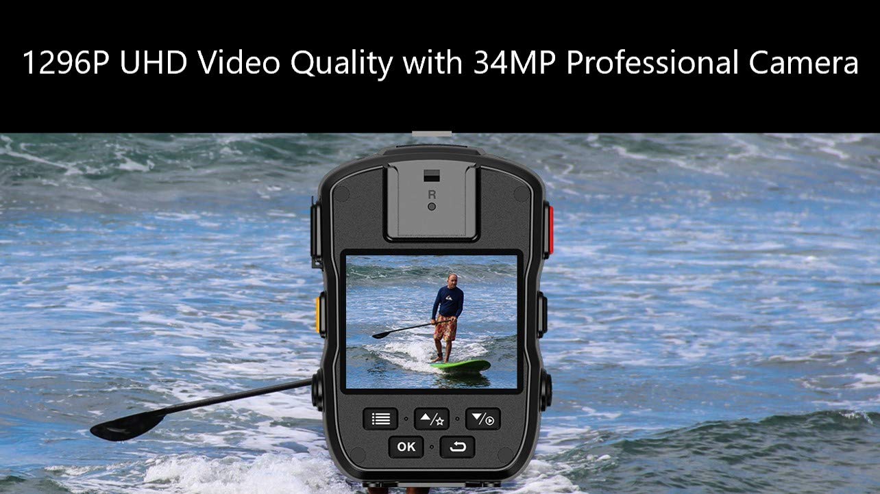 (Latest Gen)Patrolmaster 1296P Uhd Body Camera With Audio (Build In 64Gb), 2 Inch Display, Night Vision, Waterproof, Shockproof,