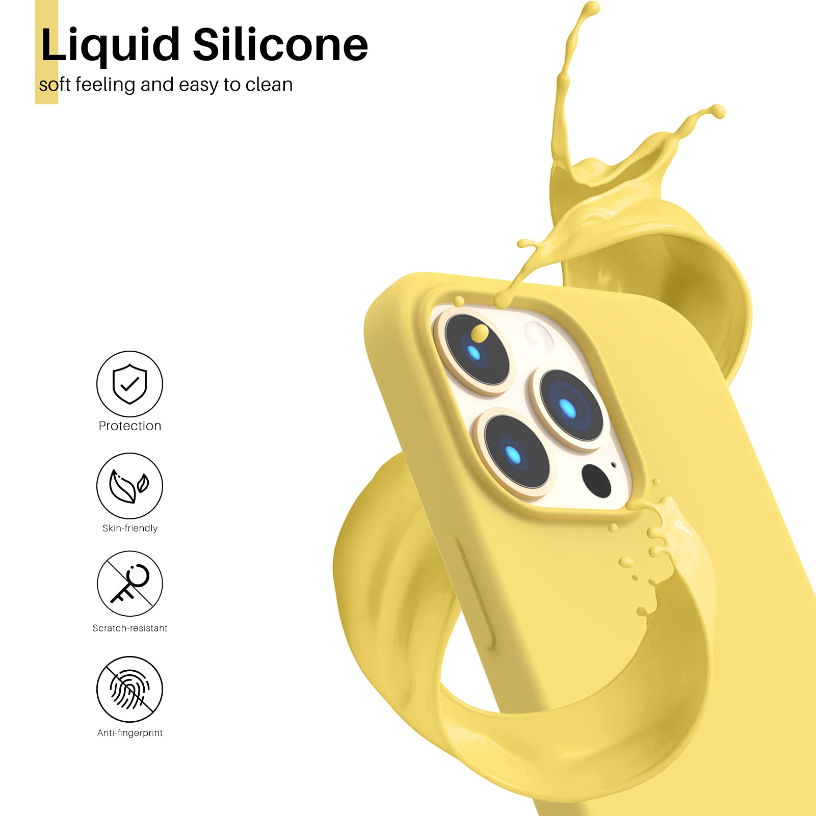 Ornarto Compatible With Iphone 13 Pro Case 6.1, Slim Liquid Silicone 3 Layers Full Covered Soft Gel Rubber Case Cover 6.1 Inch L