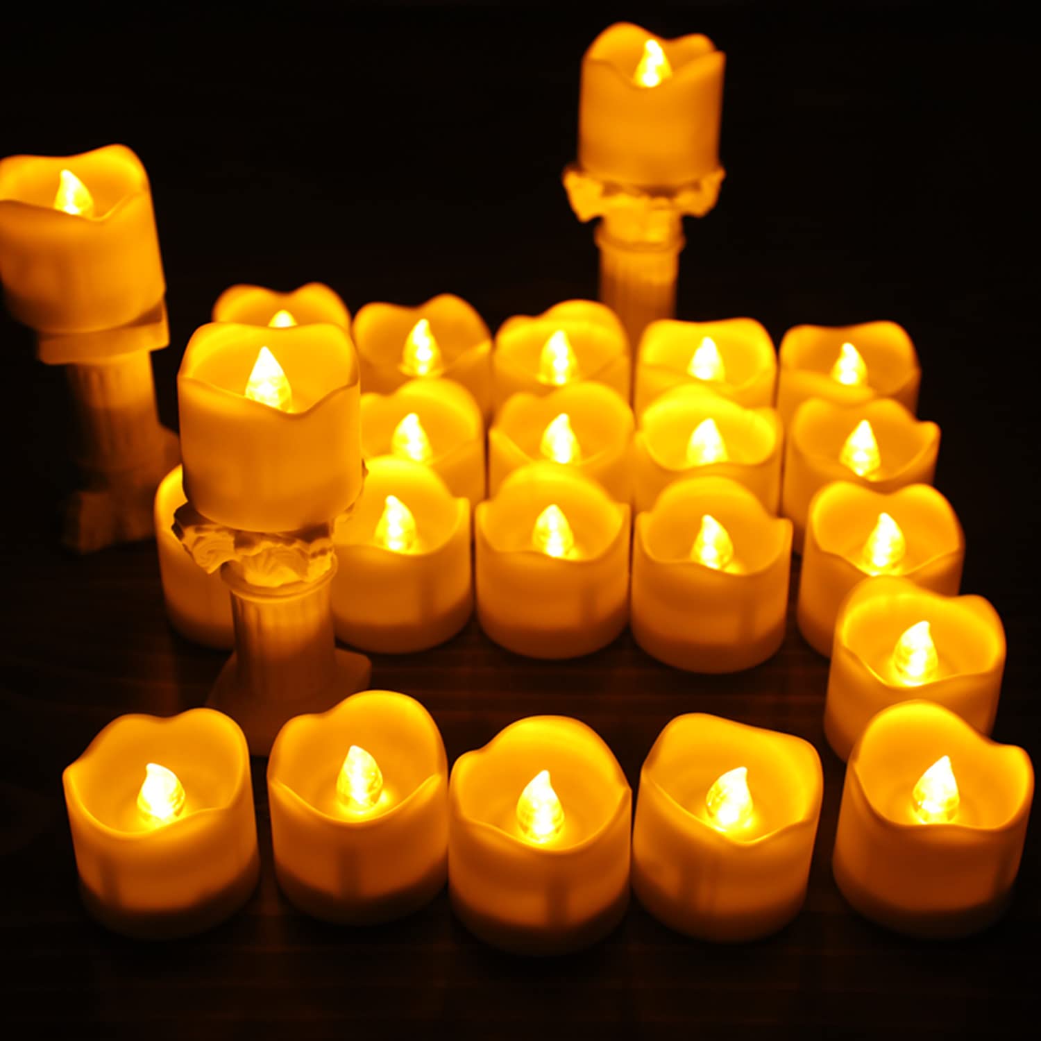 Wilrigir Flameless Votive Candles With Remote Control,Cr2450 Battery Operated Tea Light With Timer,Warm Yellow Led Candles For C